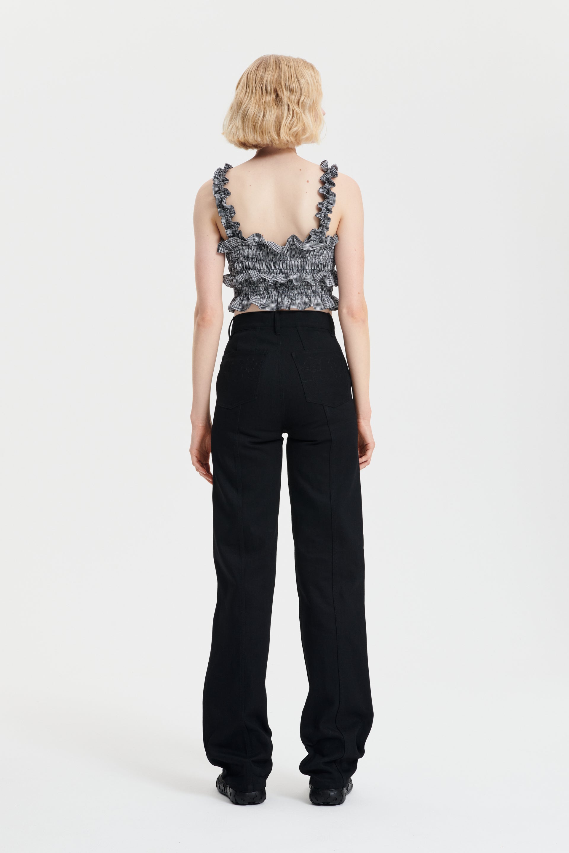 SIXTA | TROUSERS DENIM BLACK EMBROIDERY
