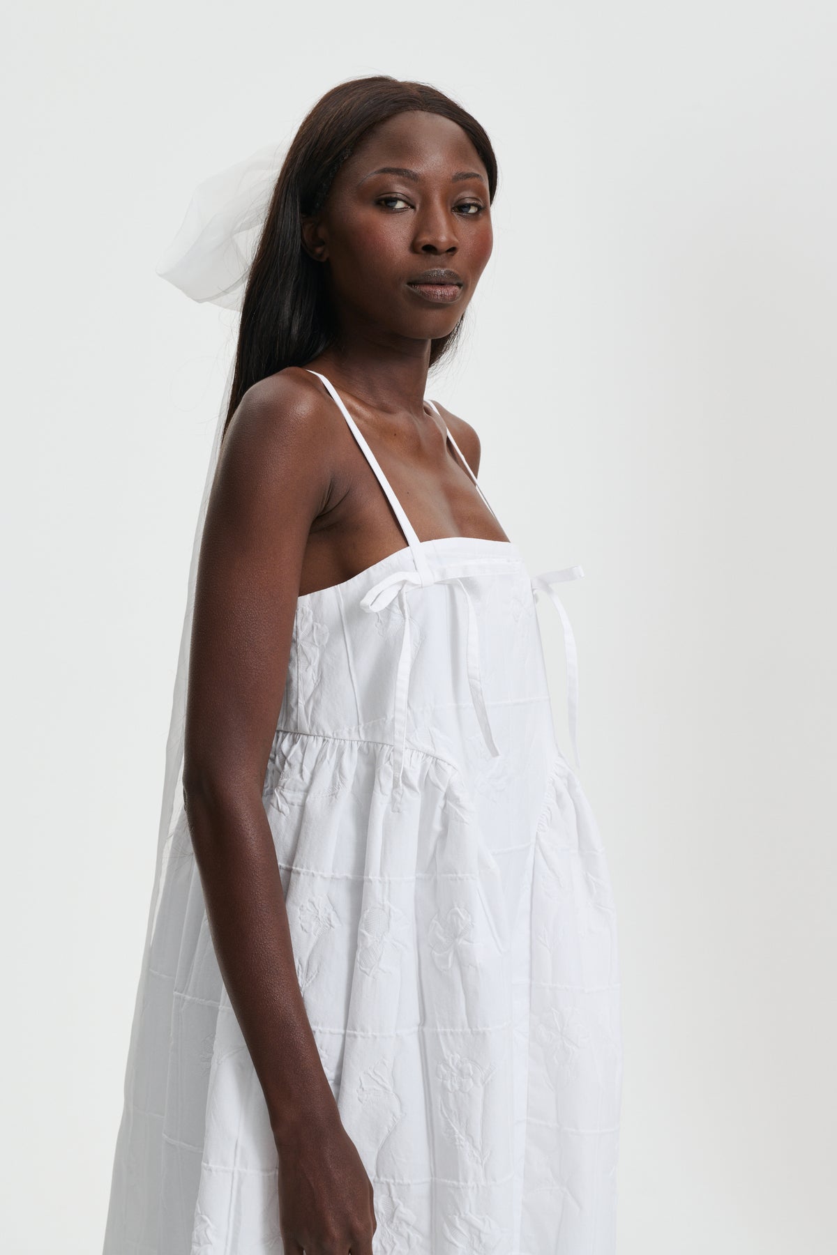 AMBRA | DRESS FLORA MATELASSE WHITE BRIDAL