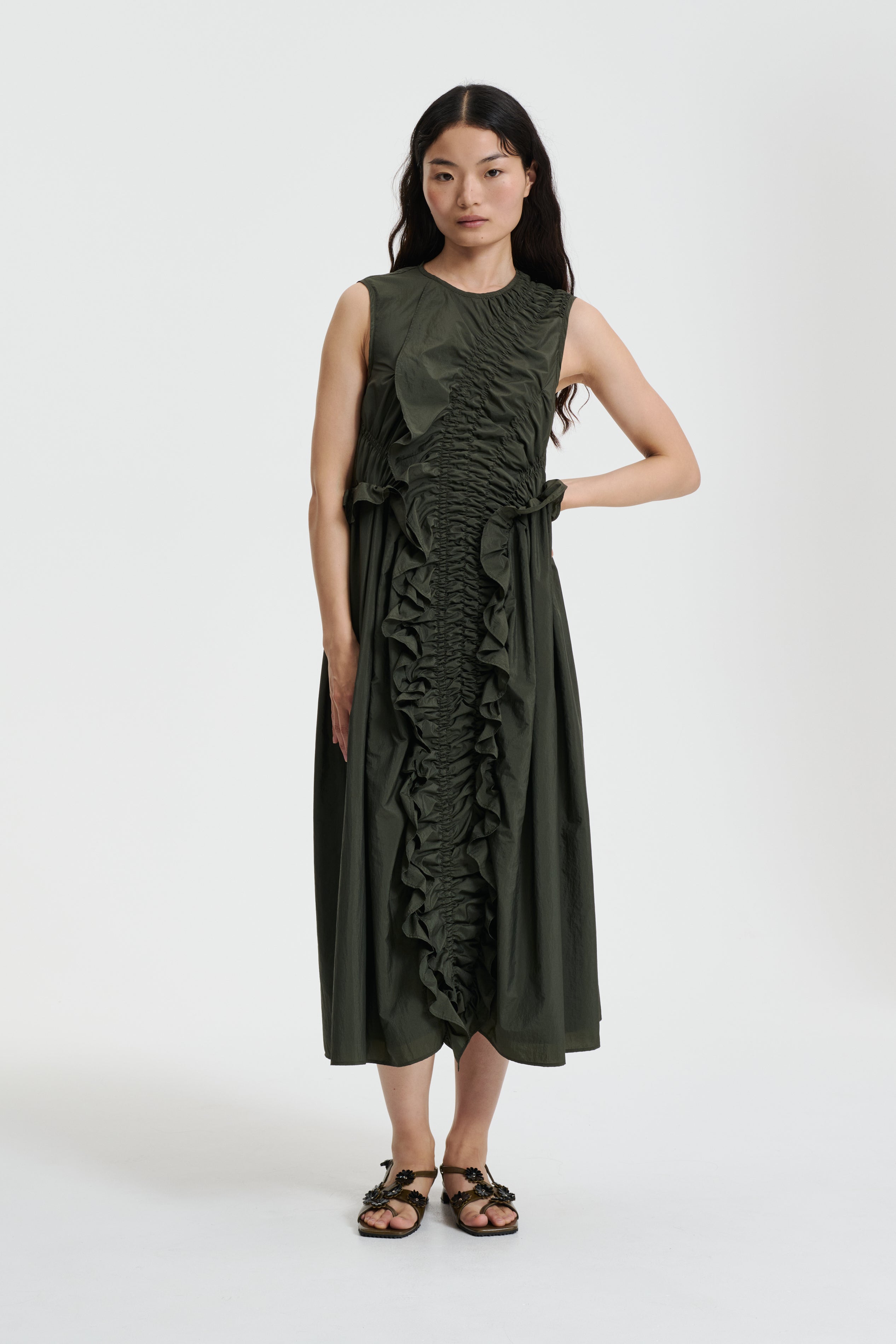 OLE | DRESS SHIKI LIGHT TAFFETA PINE GREEN