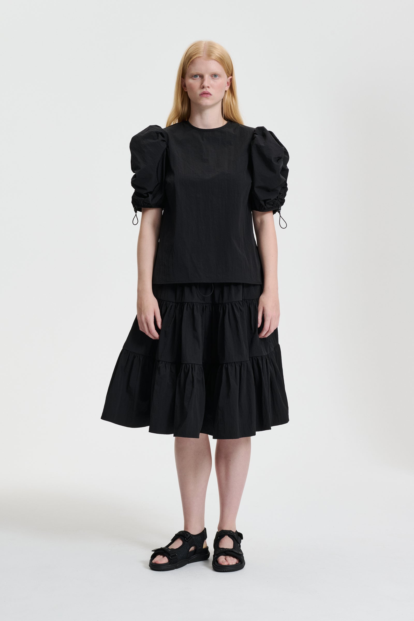AMARI | TOP CRINKLED TAFFETA BLACK