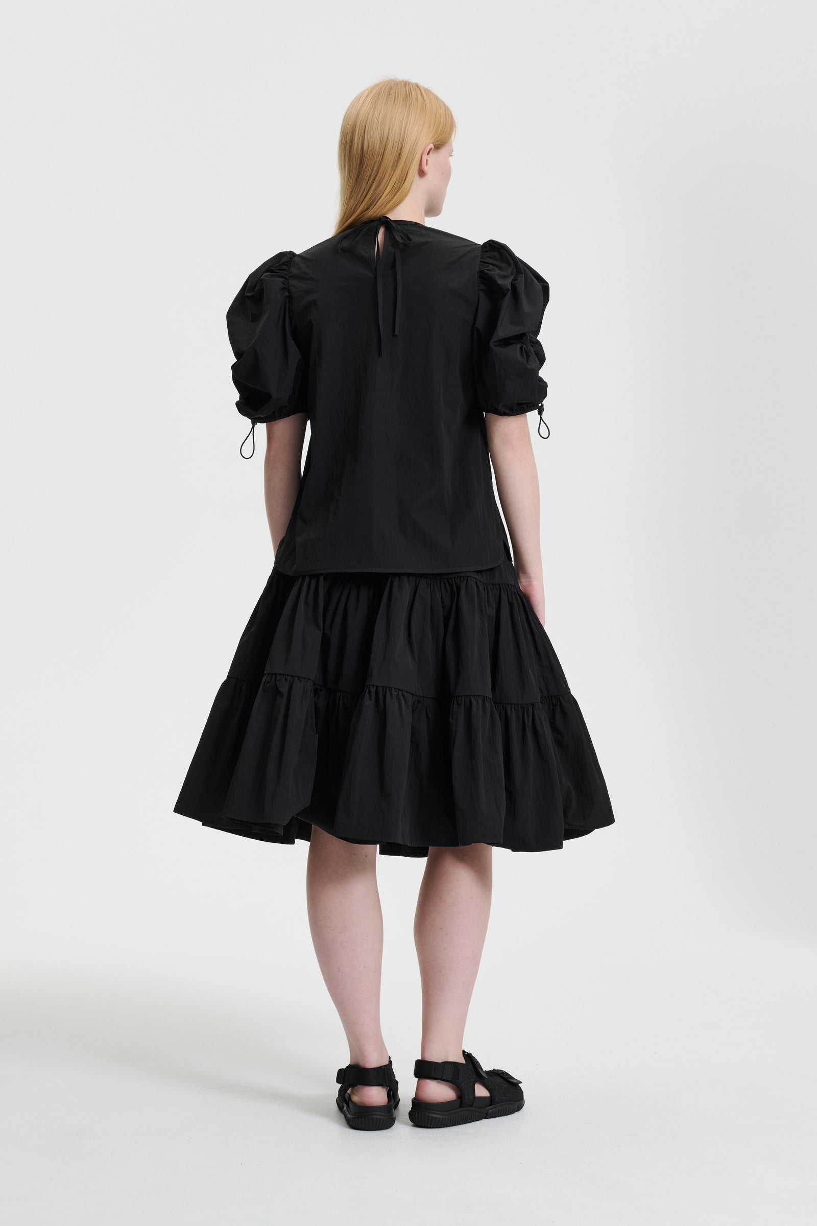AMARI | TOP CRINKLED TAFFETA BLACK