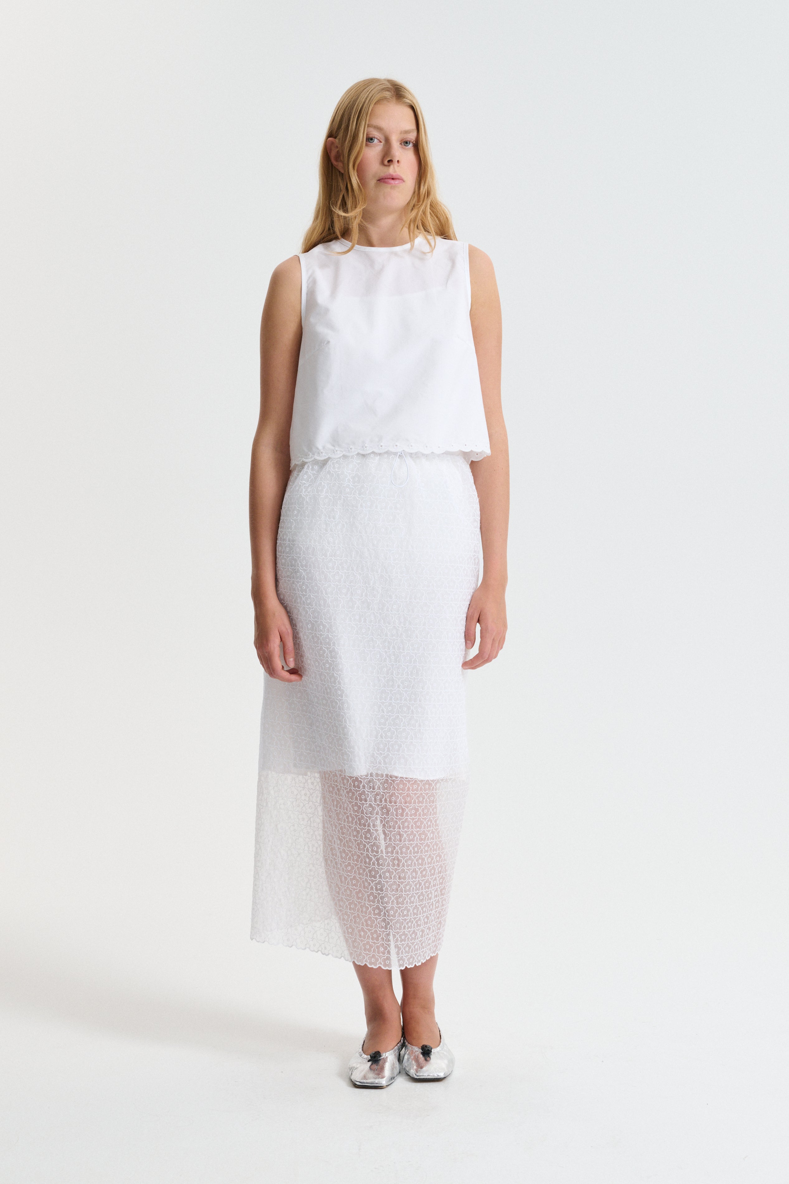 CBDONNA | SKIRT WINDFLOWER EMB WHITE