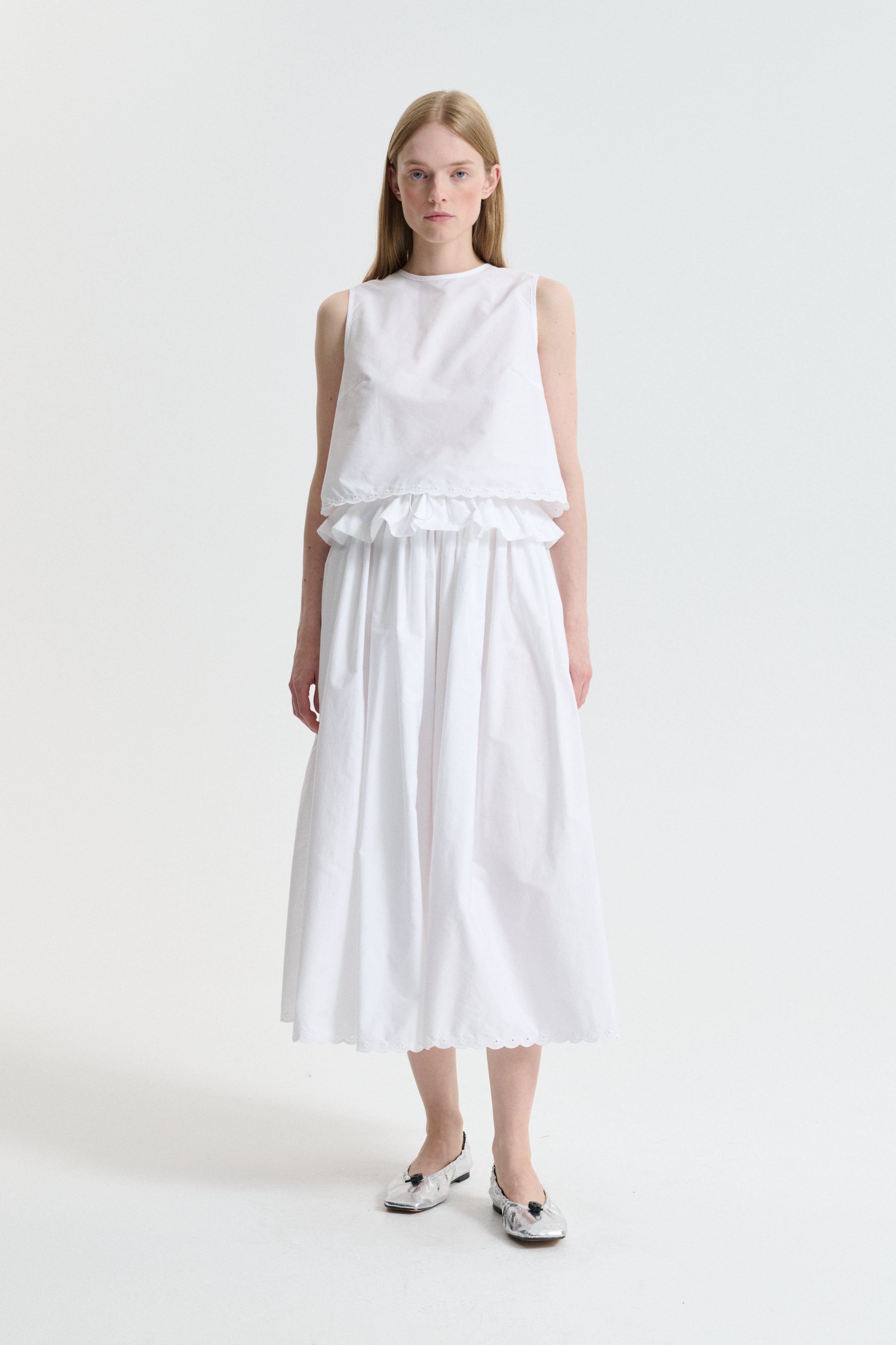 CBDALIA | SKIRT BRODERIE ANGLAISE WHITE