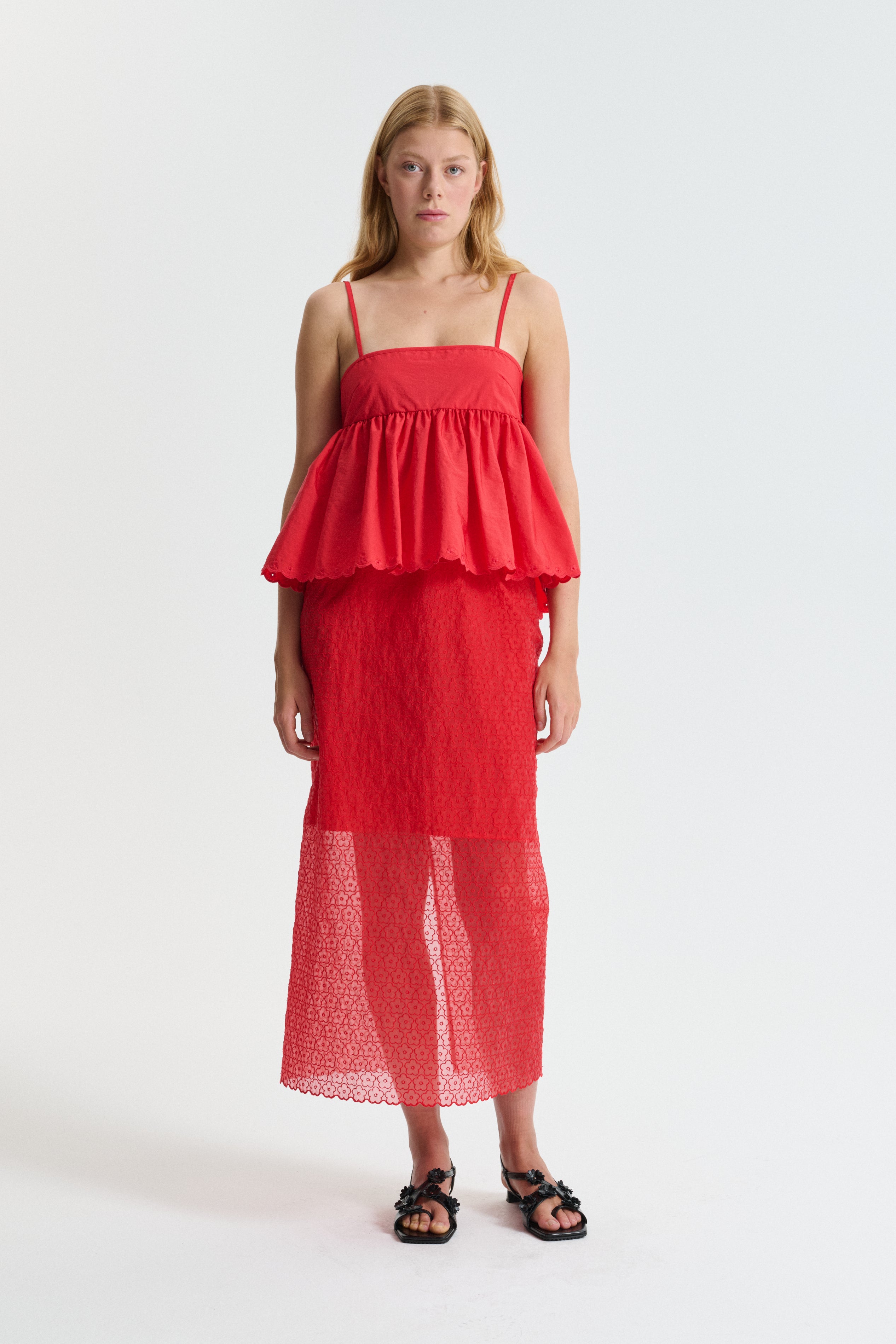 CBDONNA | SKIRT WINDFLOWER EMB RED