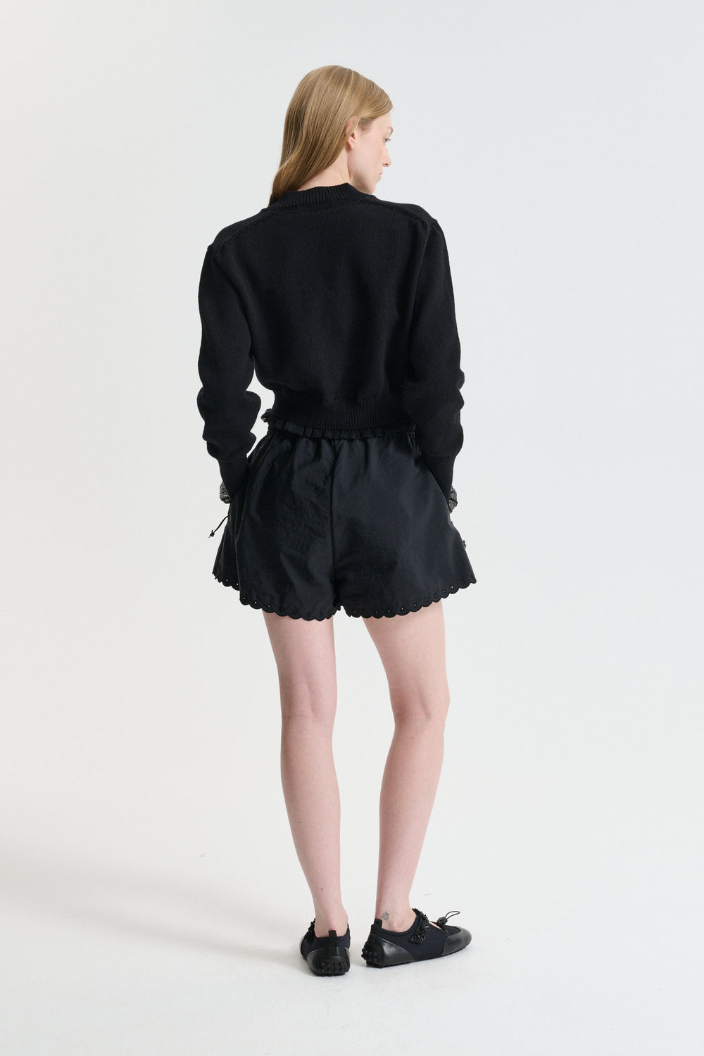 CBBLOSSOM | SHORTS EMBROIDERED TAFFETA BLACK