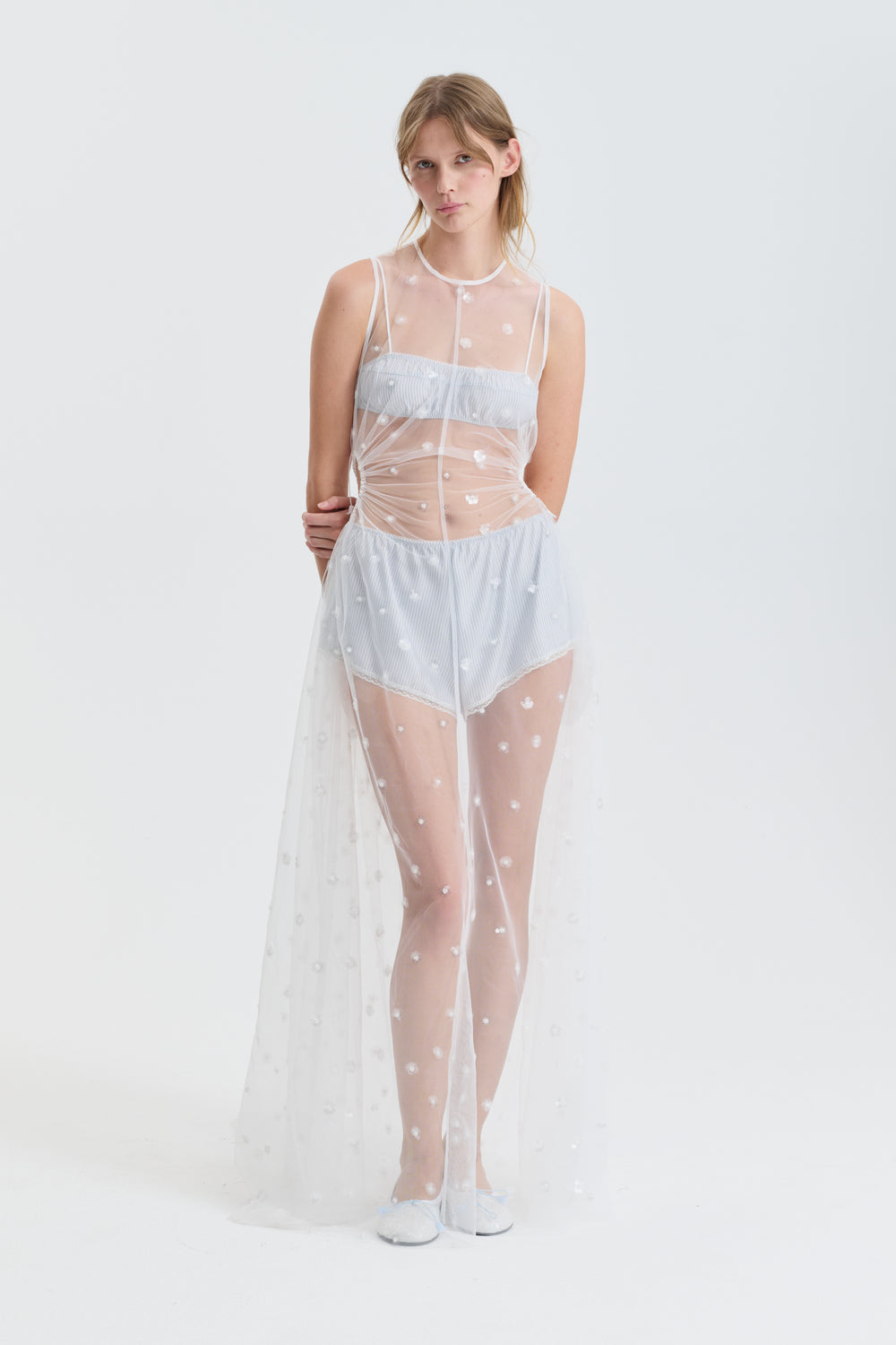 CBFANNETTE | GOWN SEQUIN BLOSSOM TULLE CLEAR