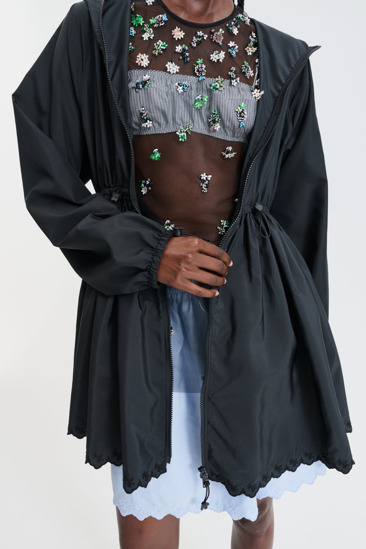 CBGABRIELE | JACKET EMBROIDERED FAILLE BLACK