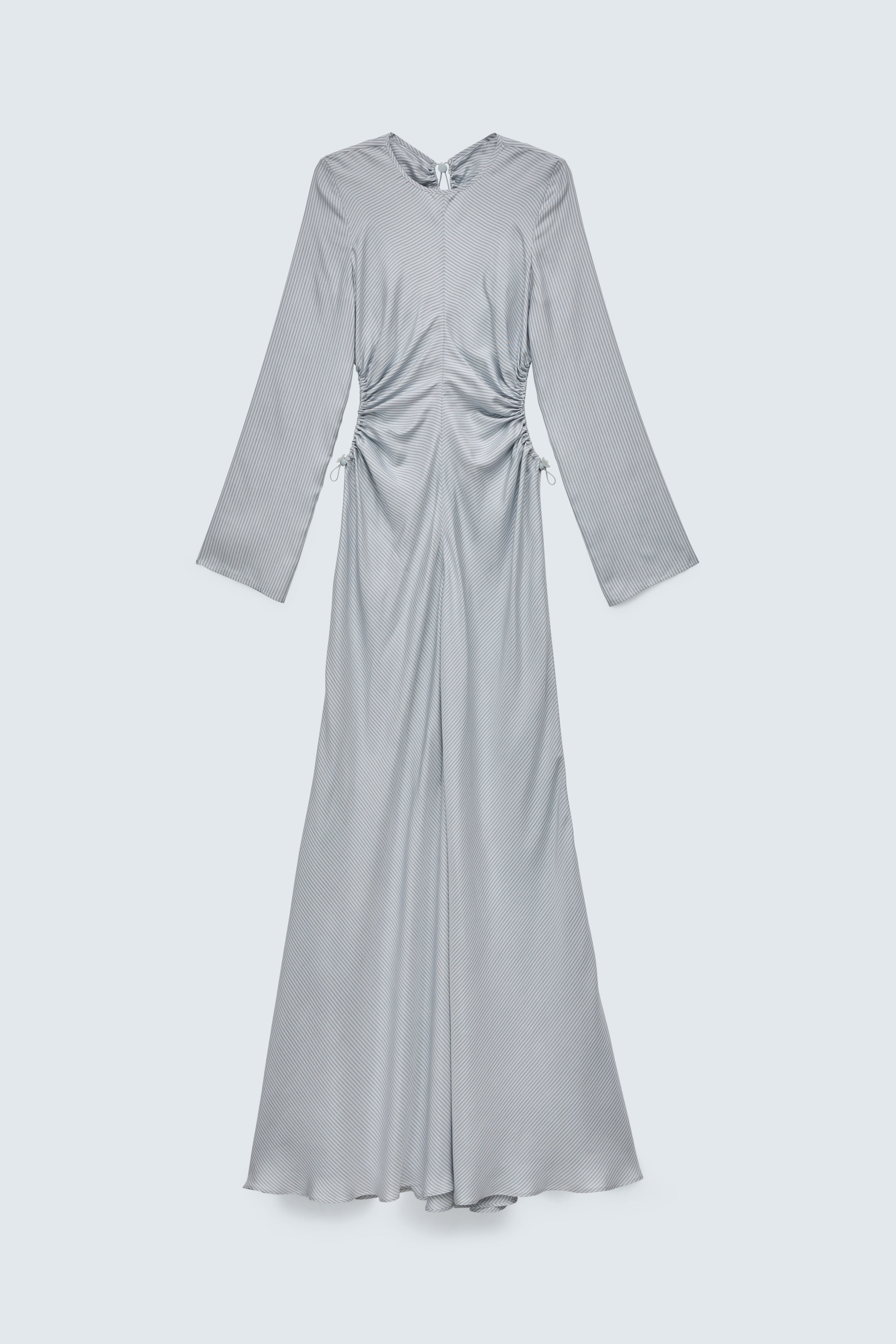 CBGINELLE | GOWN STRIPED SILK TWILL LIGHT BLUE