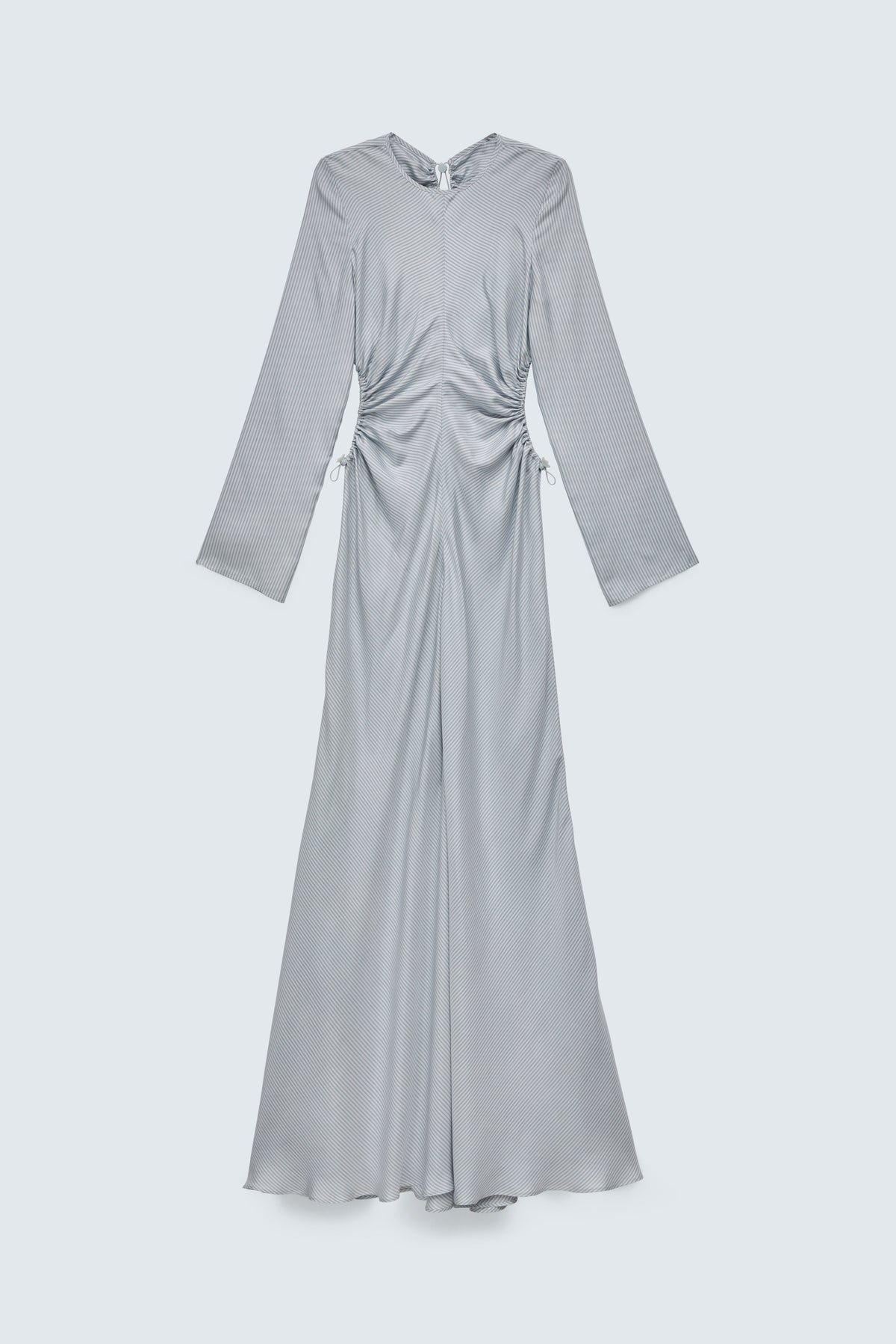 CBGINELLE | GOWN STRIPED SILK TWILL LIGHT BLUE