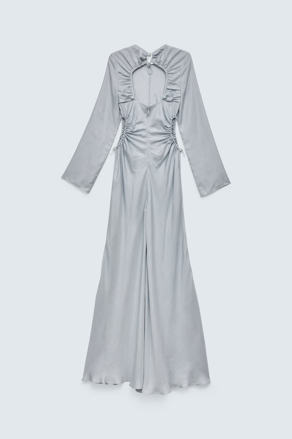 CBGINELLE | GOWN STRIPED SILK TWILL LIGHT BLUE