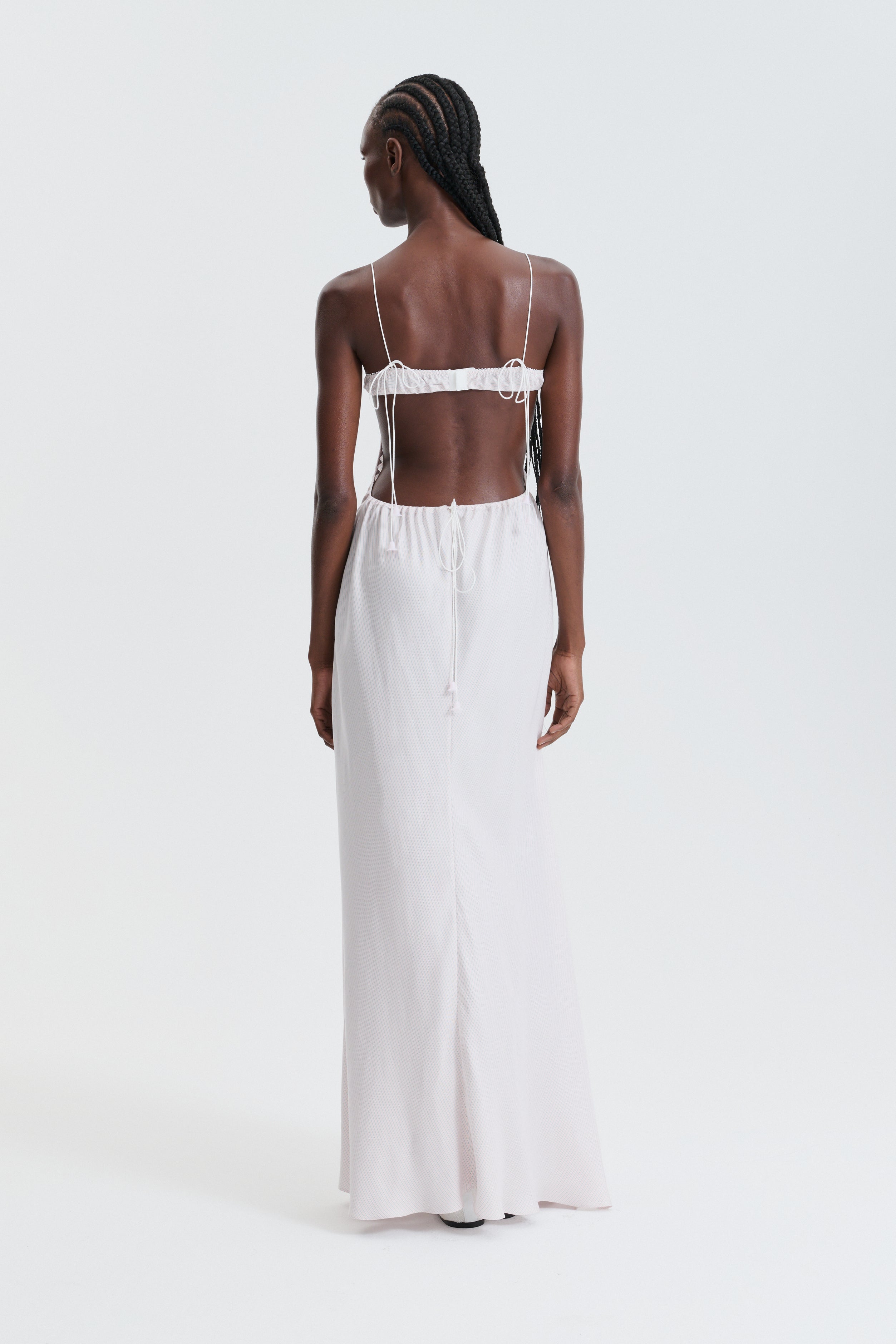 CBGODETIA | GOWN STRIPED SILK TWILL LIGHT PINK
