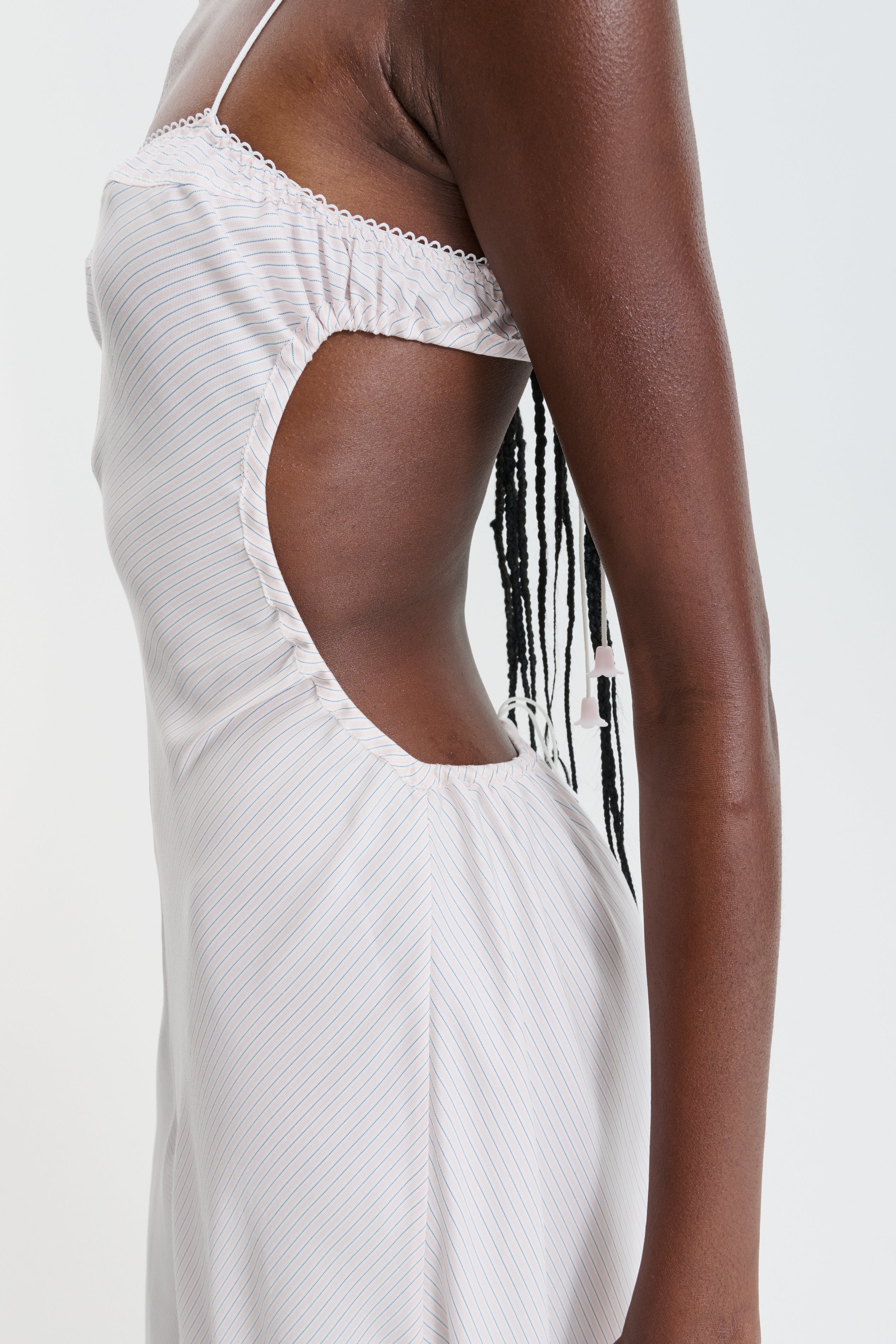 CBGODETIA | GOWN STRIPED SILK TWILL LIGHT PINK