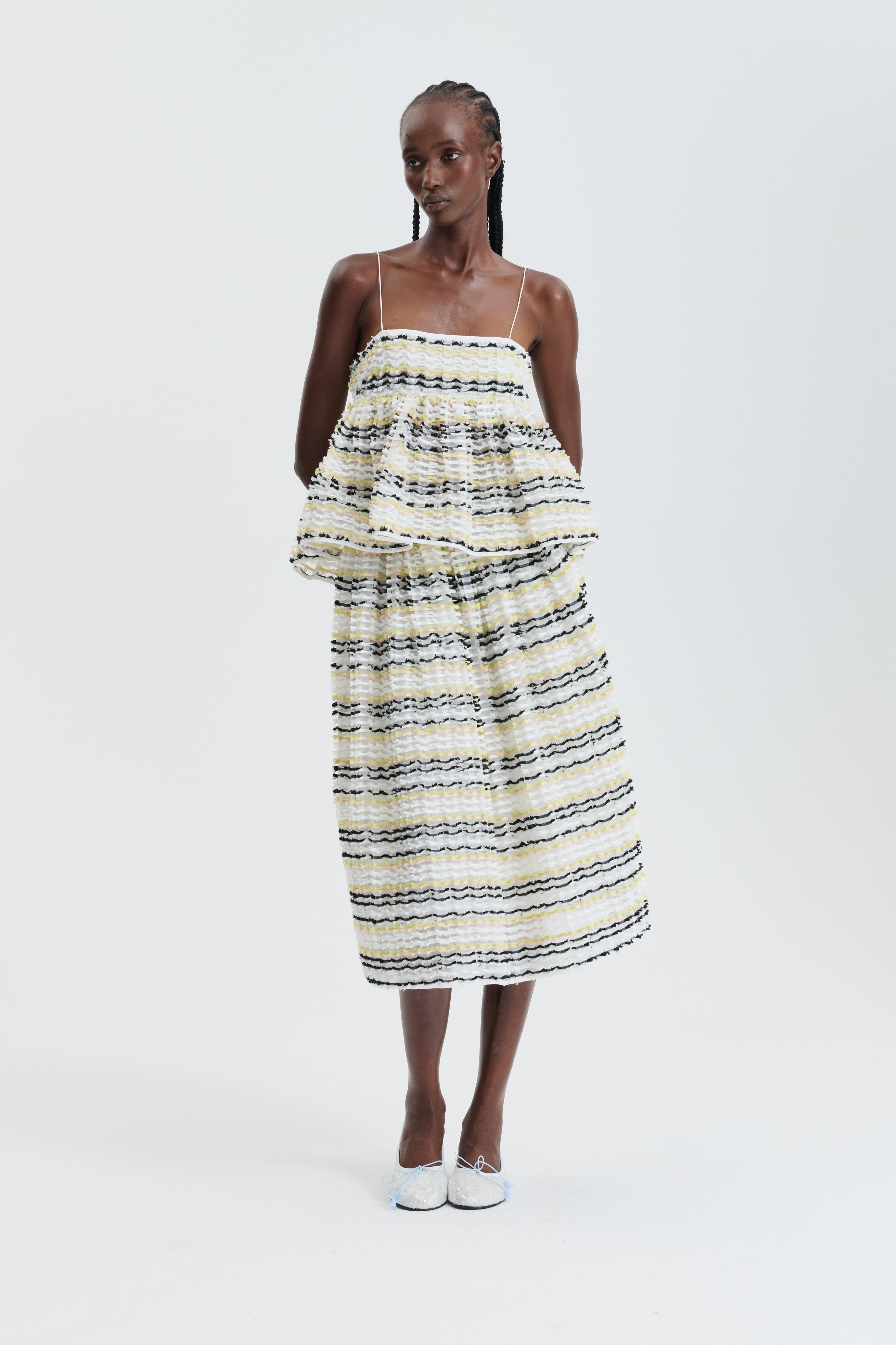 CBBALA | SKIRT STRIPED FIL-COUPÉ WHITE MULTI