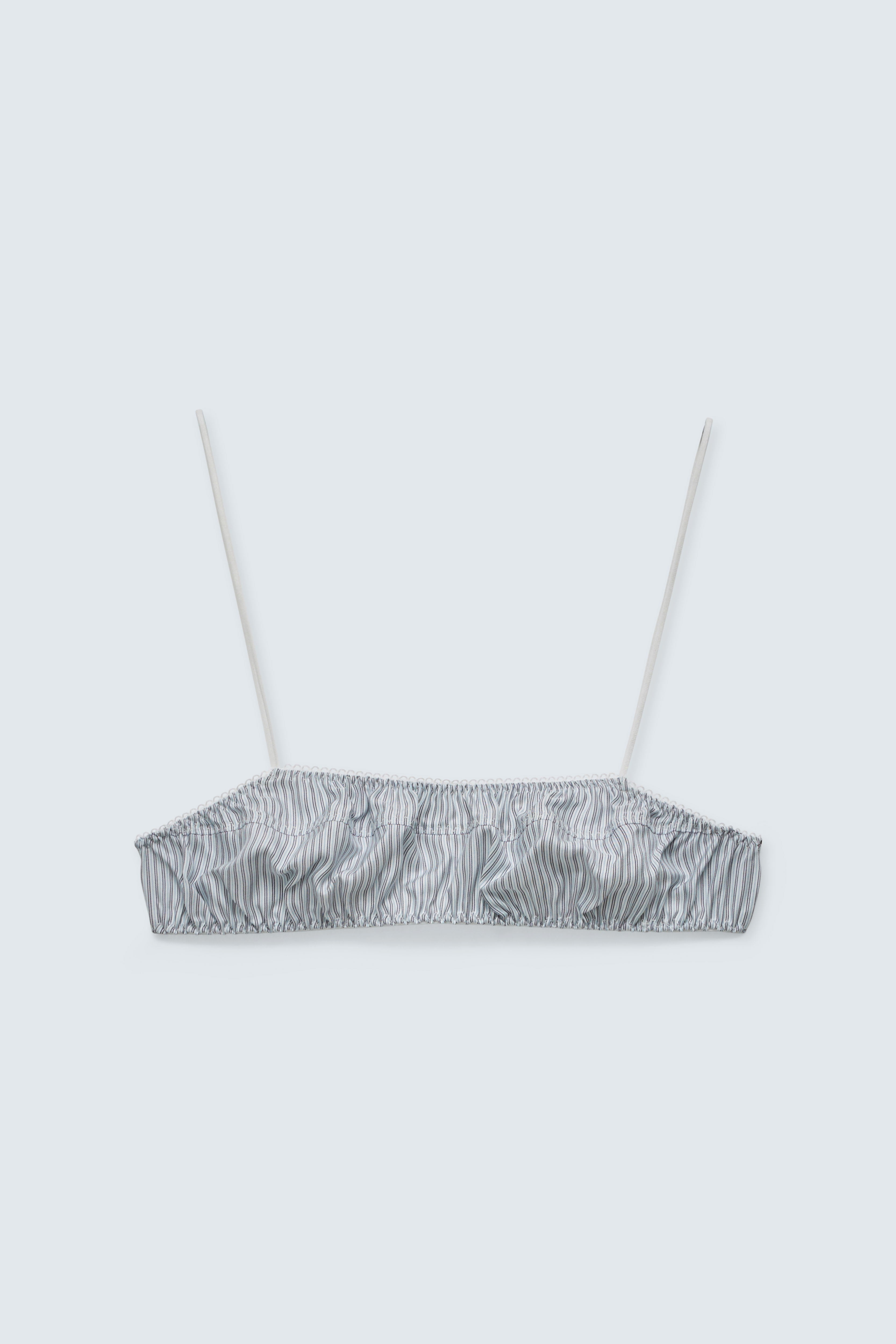 CBGEUM | BRALETTE STRIPED SILK TWILL LIGHT BLUE