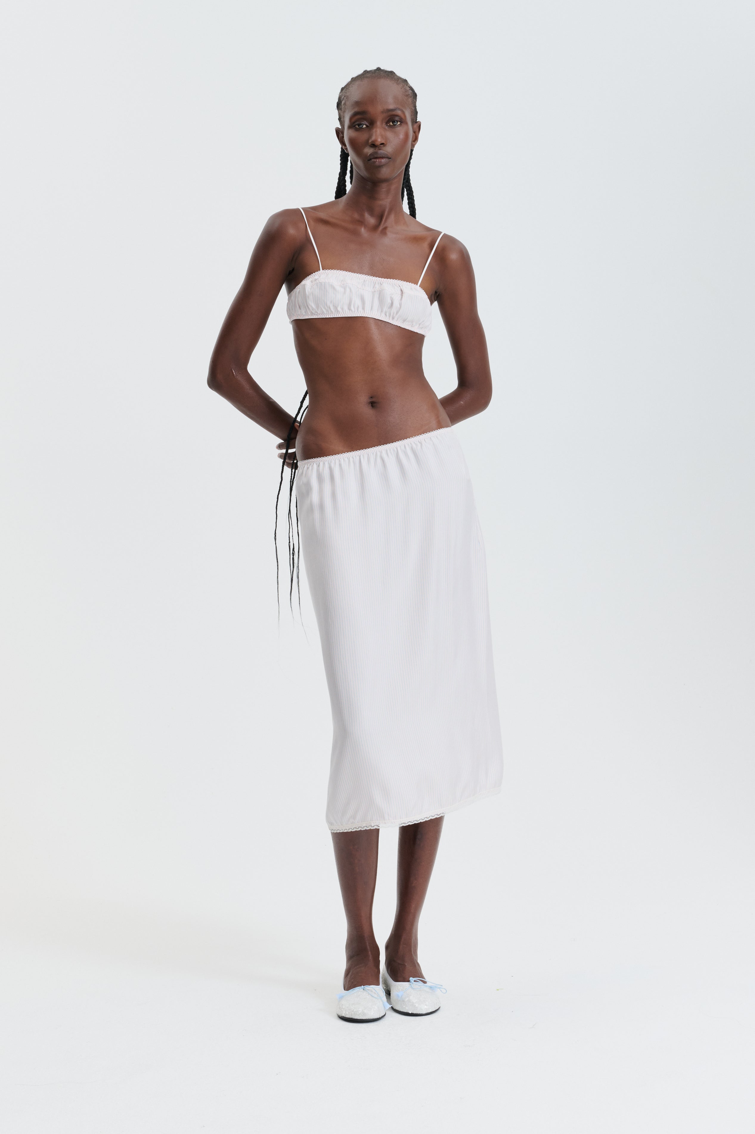 CBGEUM | BRALETTE STRIPED SILK TWILL LIGHT PINK