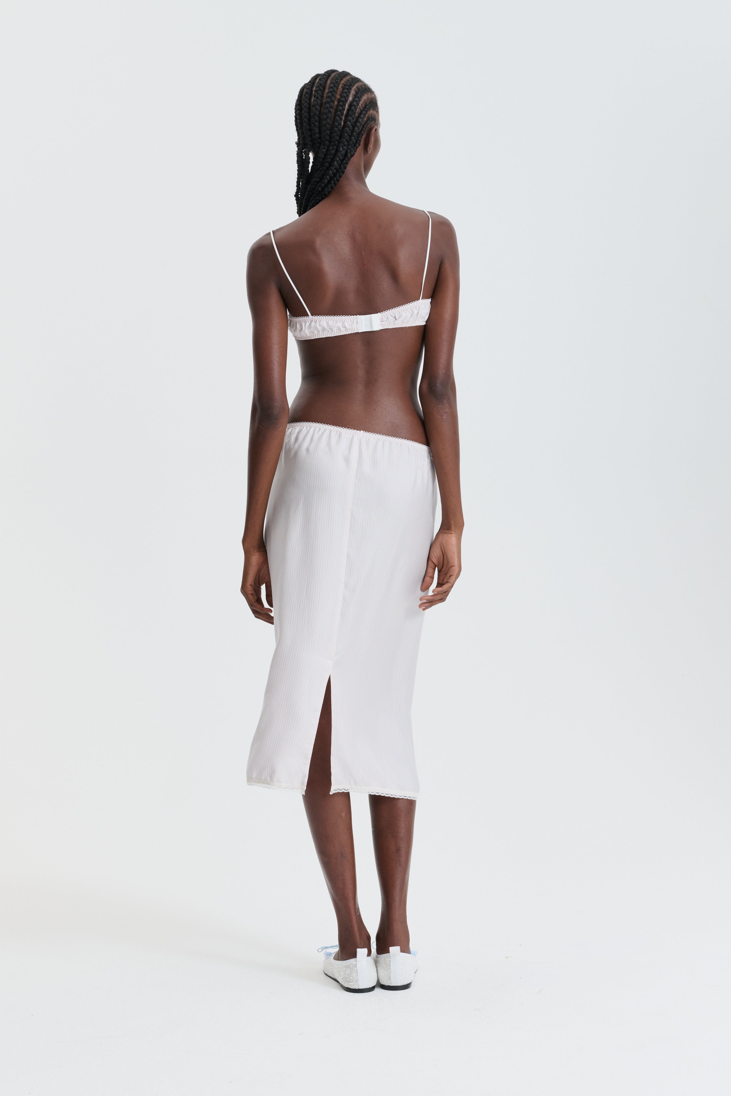 CBGEUM | BRALETTE STRIPED SILK TWILL LIGHT PINK