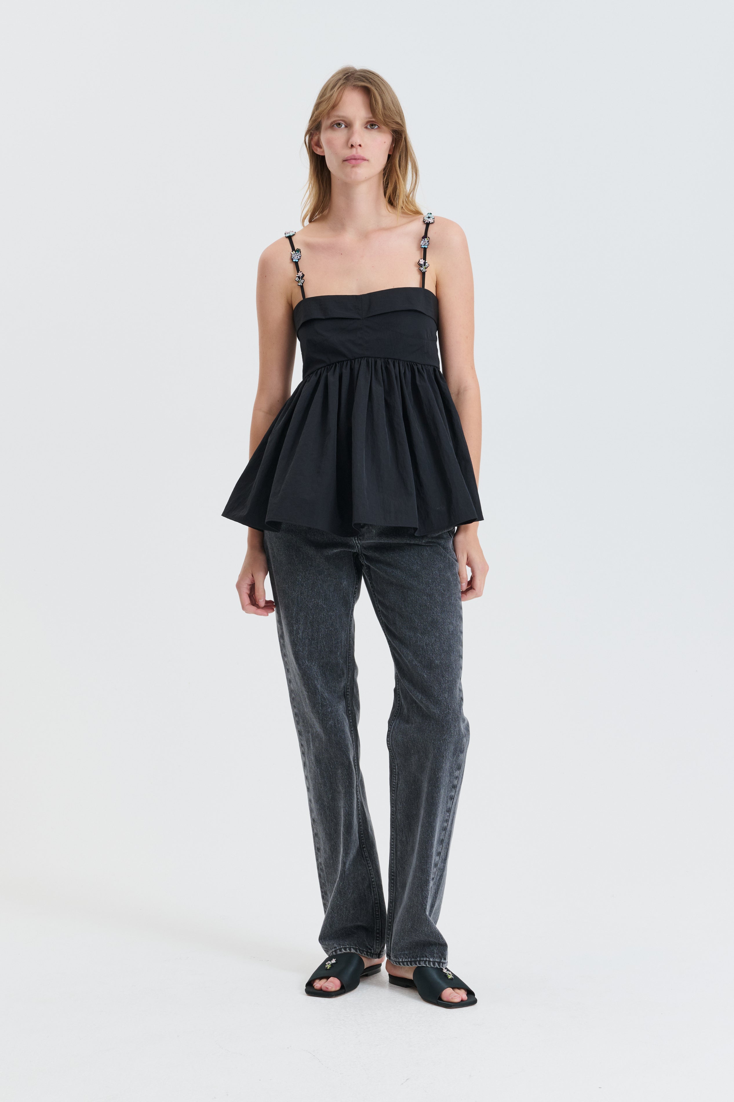 CBGERBERA | TOP RECYCLED TAFFETA BLACK