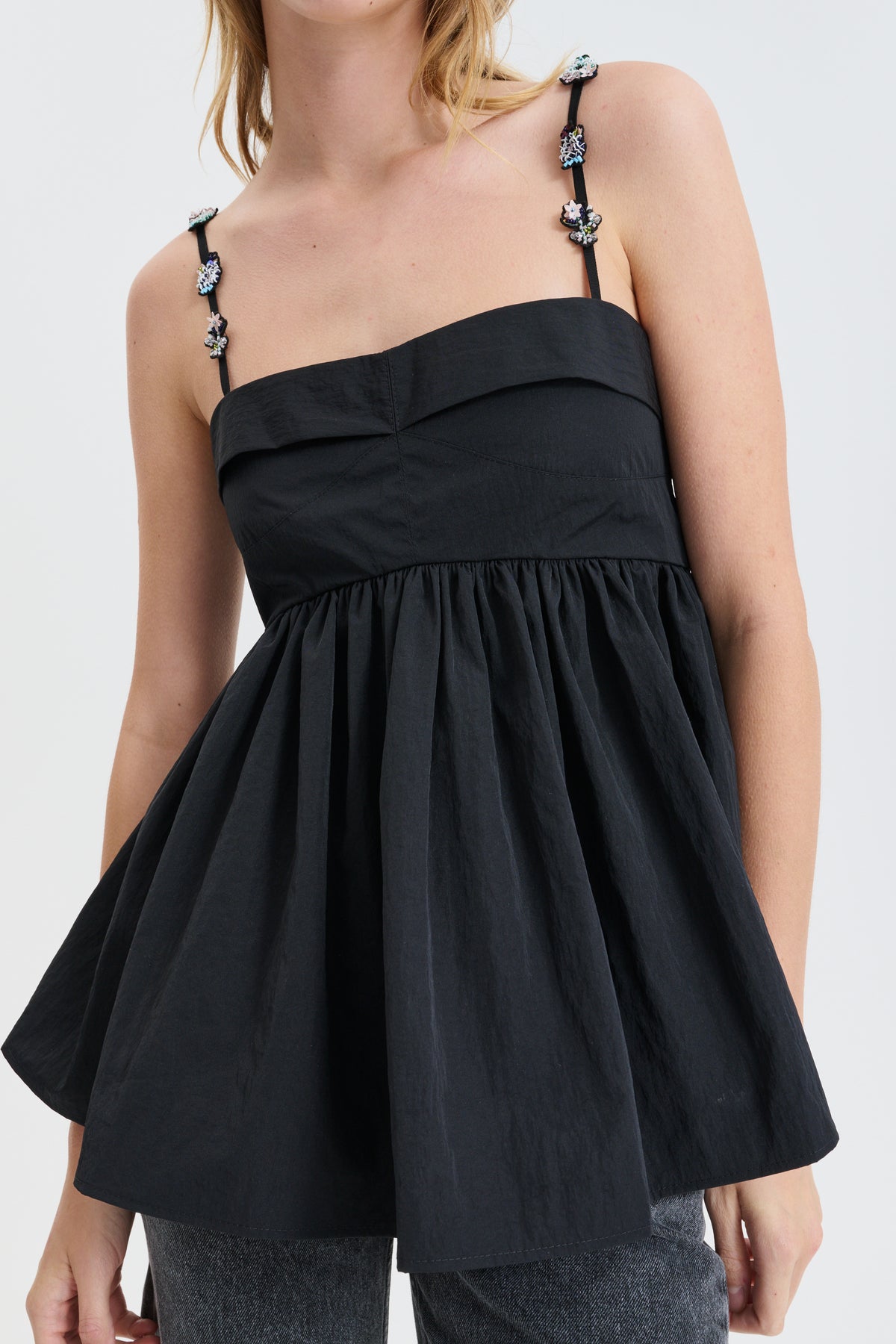 CBGERBERA | TOP RECYCLED TAFFETA BLACK