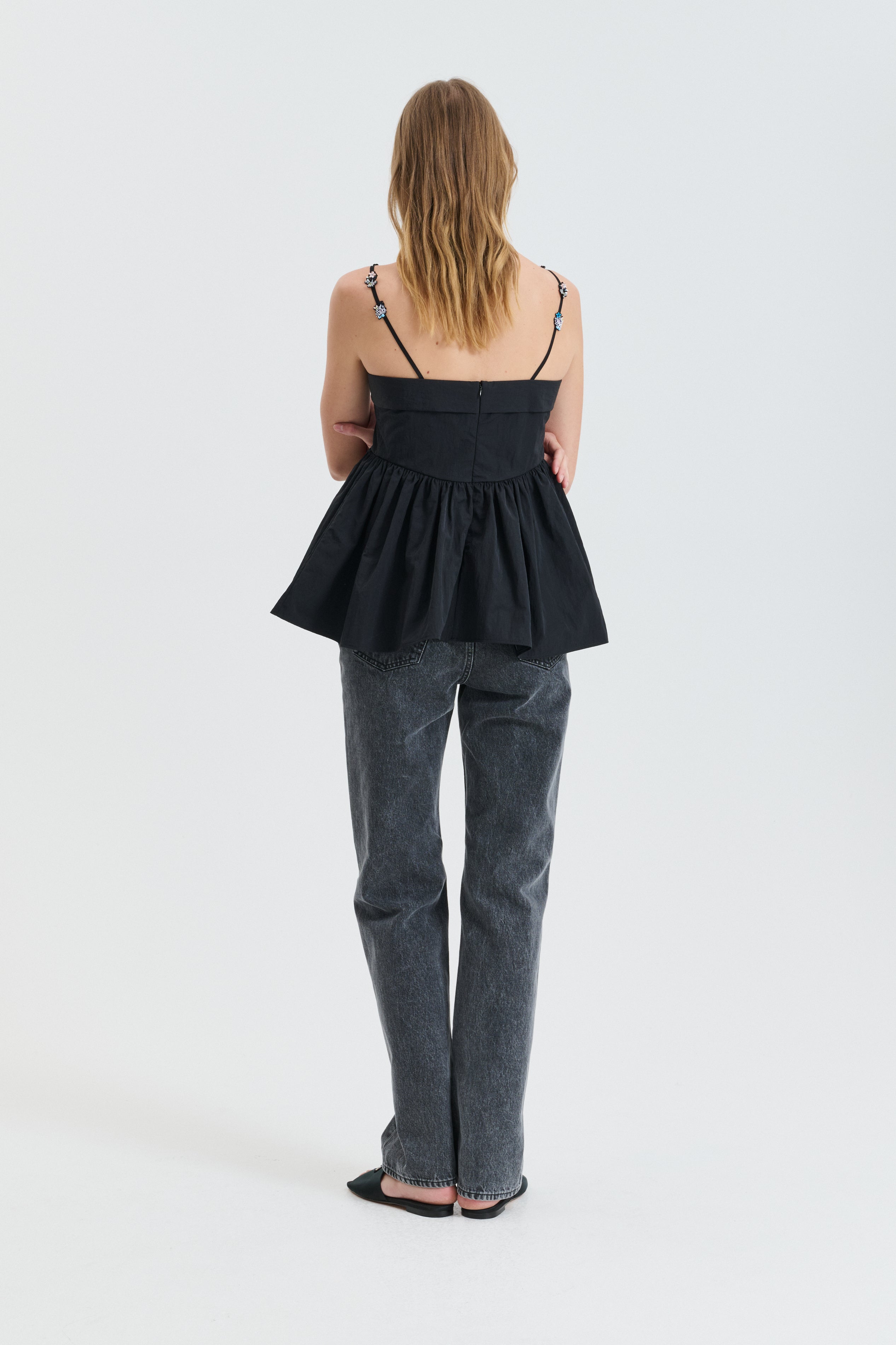 CBGERBERA | TOP RECYCLED TAFFETA BLACK