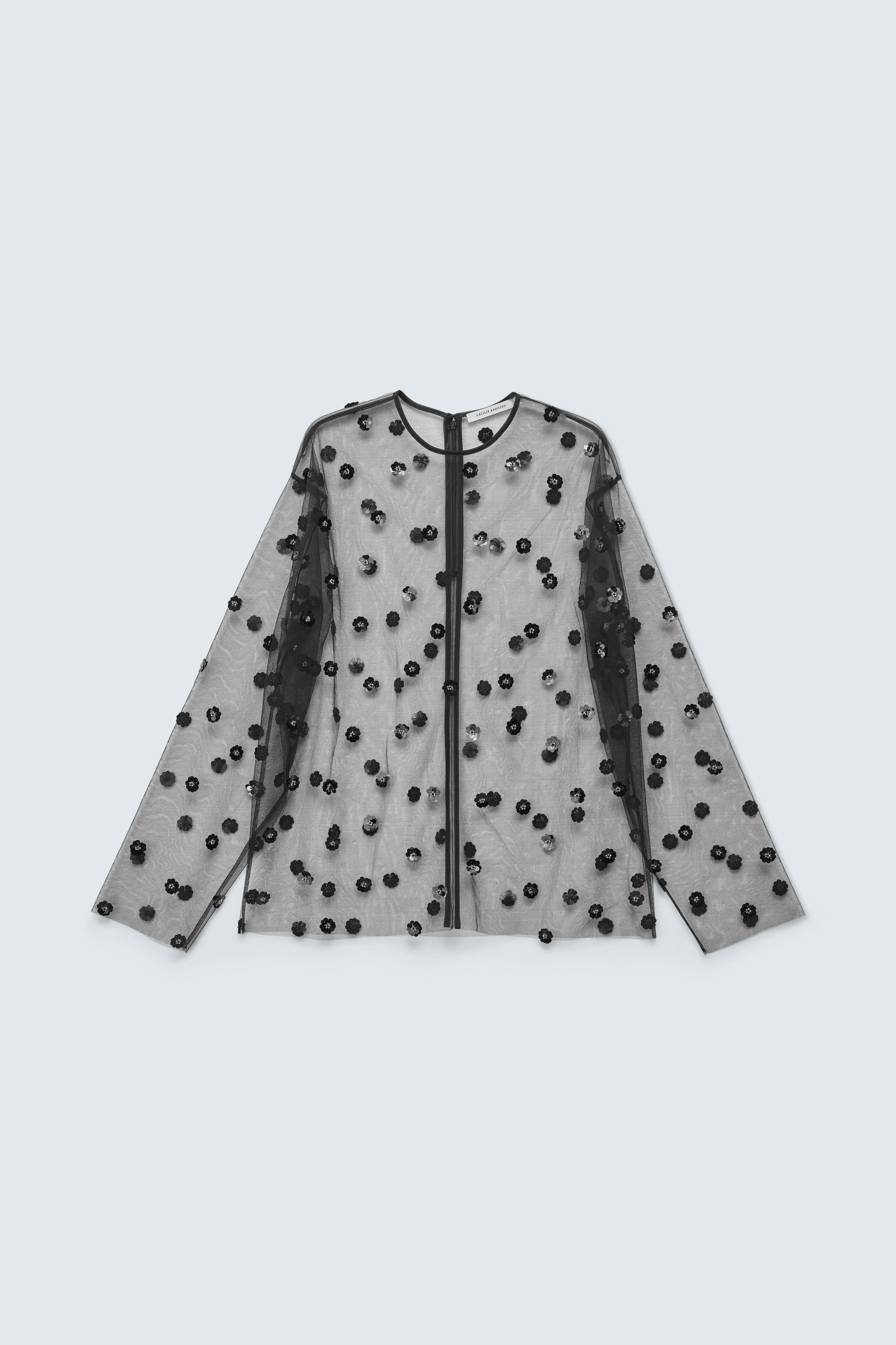 CBGROUPIE | BLOUSE SEQUIN BLOSSOM TULLE BLACK