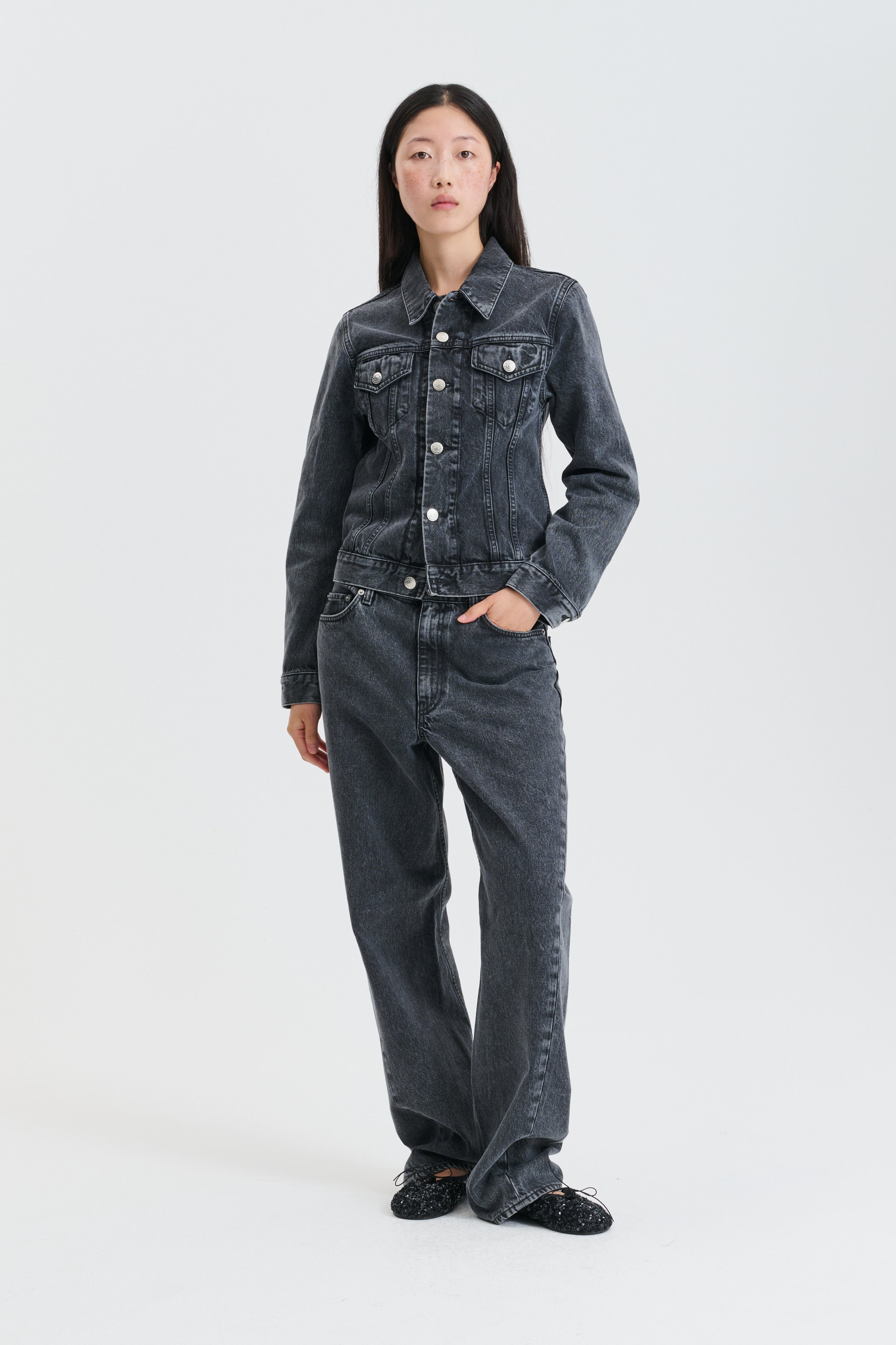 CBGINNIE | JACKET DENIM WASHED BLACK