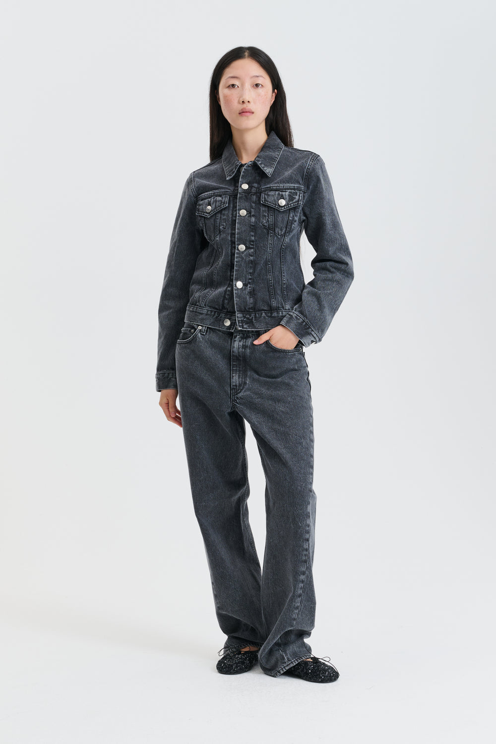 CBGINNIE | JACKET DENIM WASHED BLACK