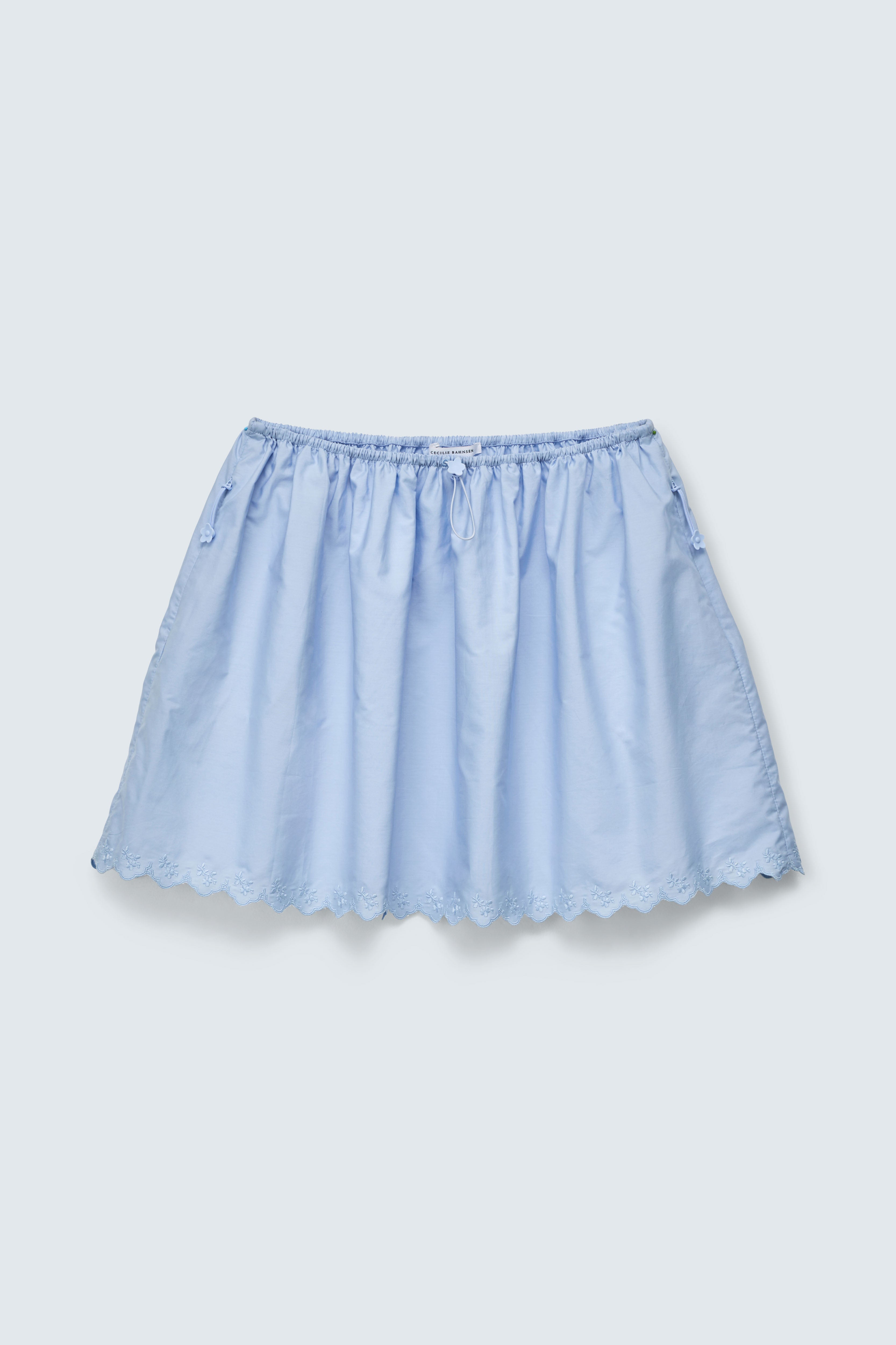CBGALE | SKIRT EMBROIDERED COTTON LIGHT BLUE