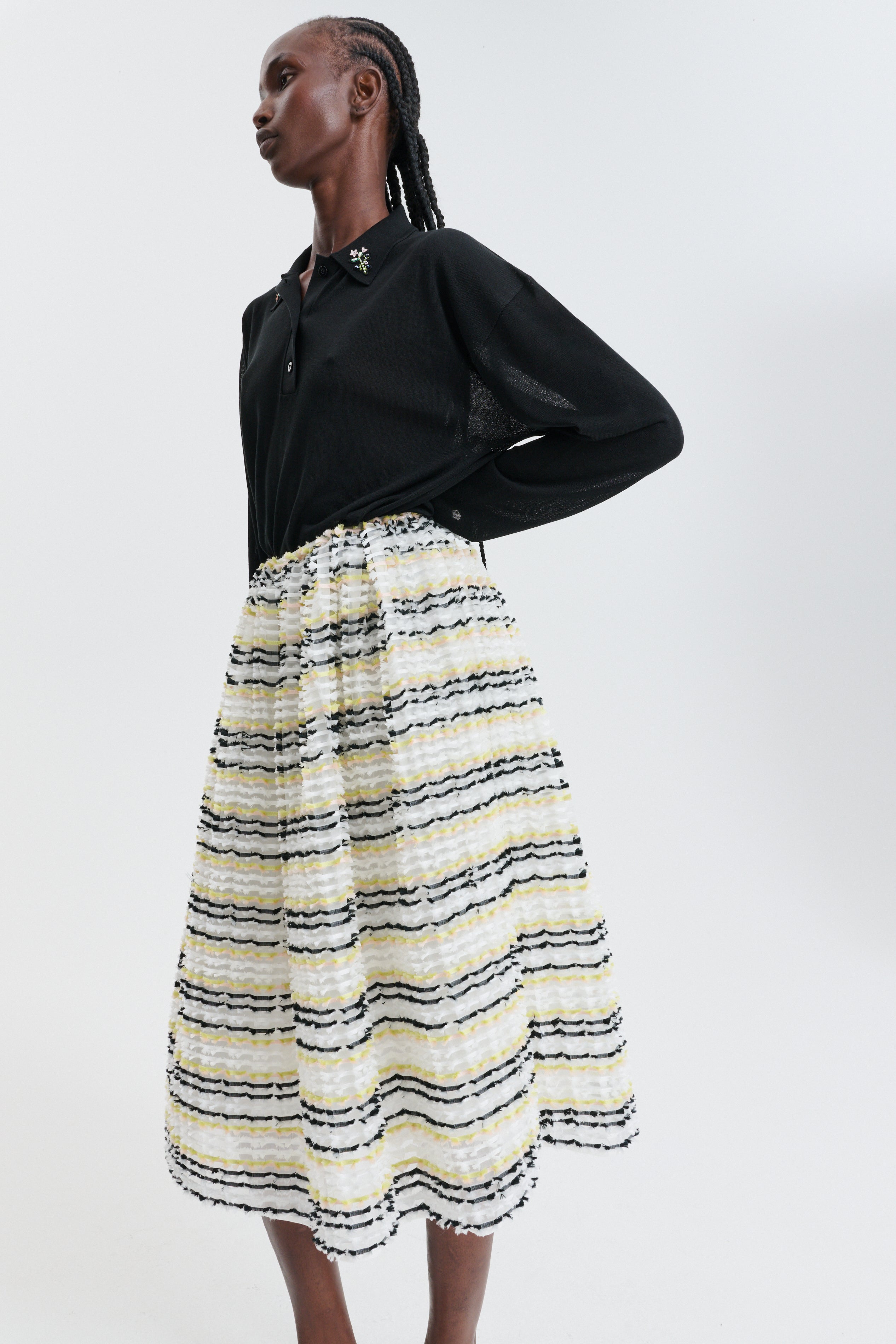 CBBALA | SKIRT STRIPED FIL-COUPÉ WHITE MULTI