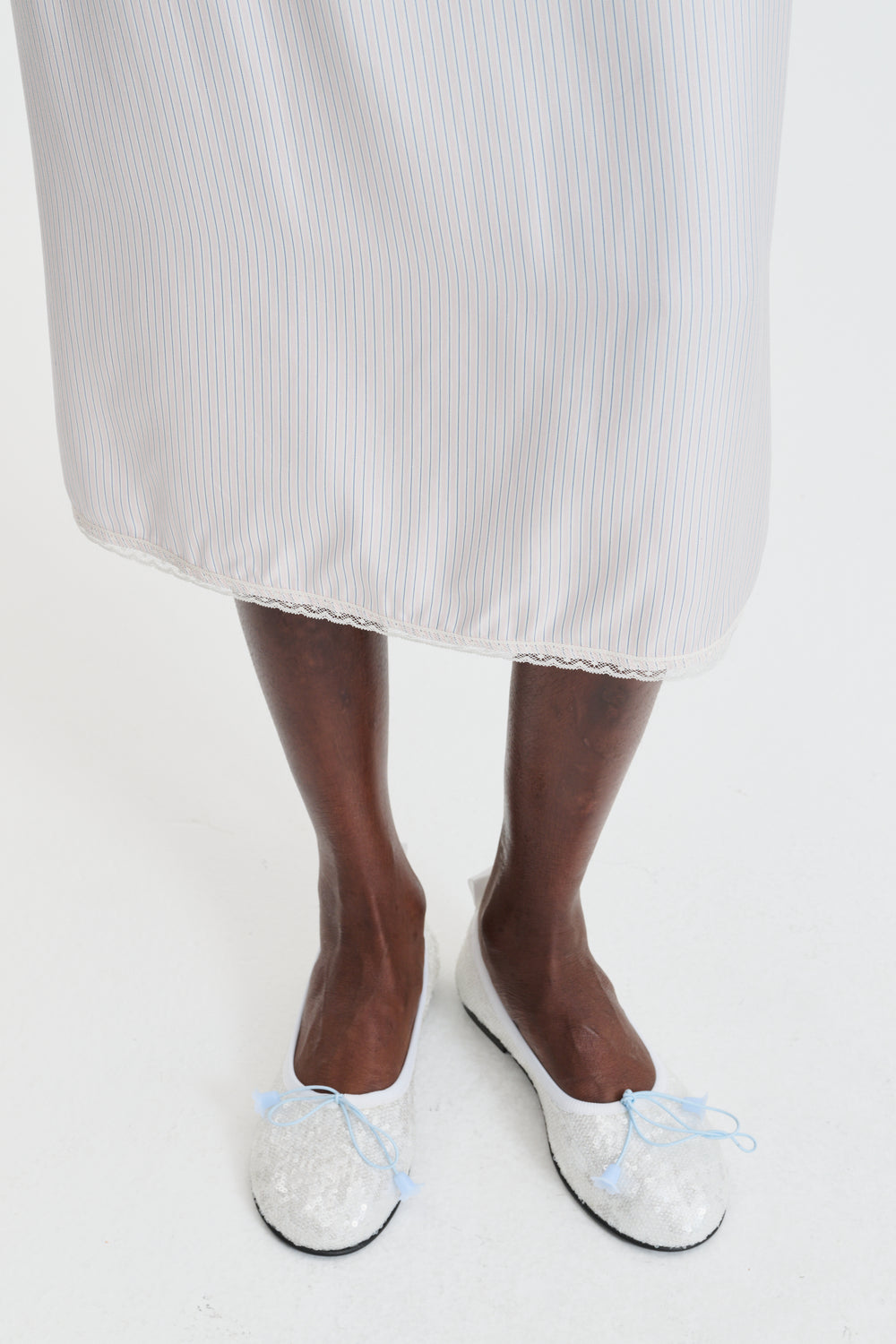 CBBRIA | SKIRT STRIPED SILK TWILL LIGHT PINK