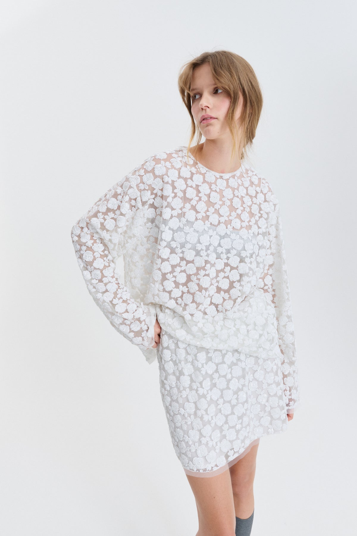 CBGERANI | SKIRT LETITIA SEQUINS WHITE