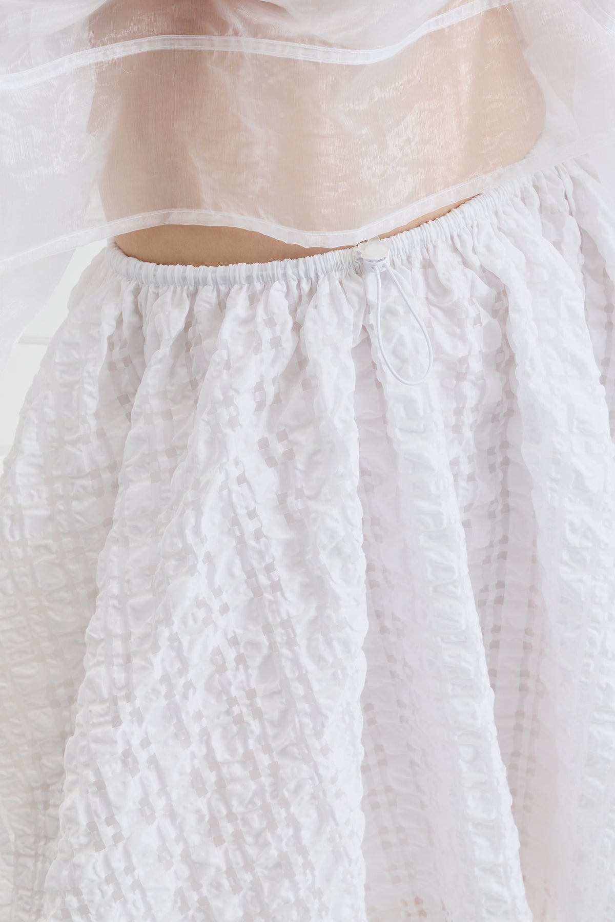 CBGALA | SKIRT CHECK SEERSUCKER WHITE