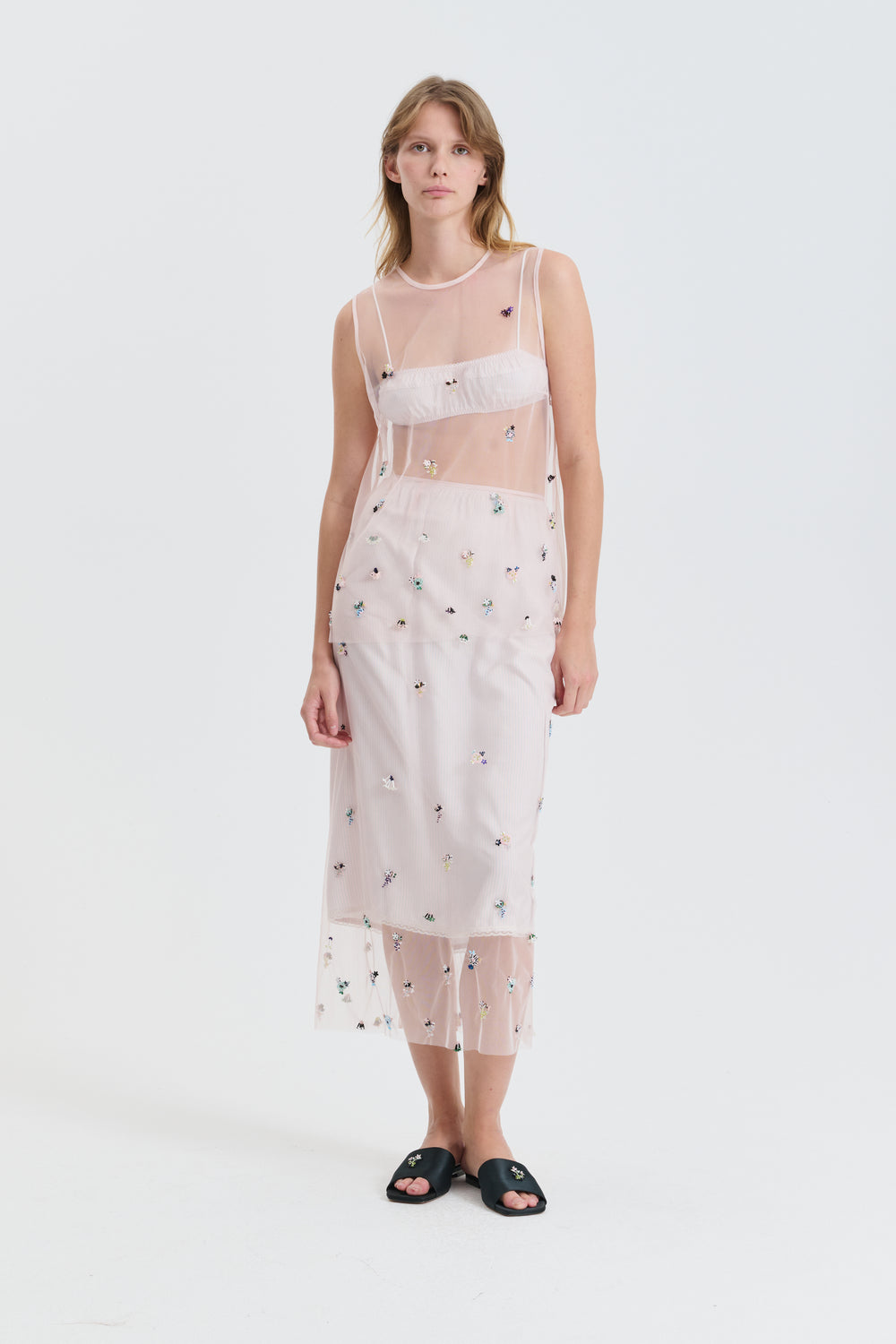 CBUKA | SKIRT WILDFLOWER APPLIQUÈ PINK MULTI