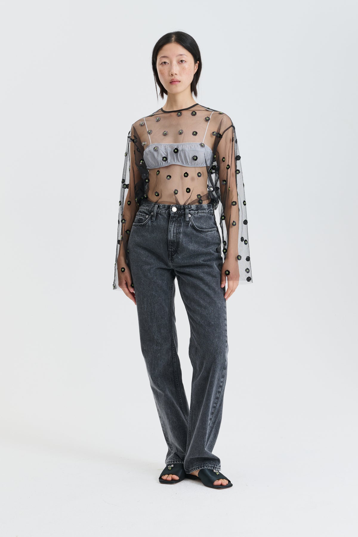CBGEORGETTE | JEANS DENIM WASHED BLACK