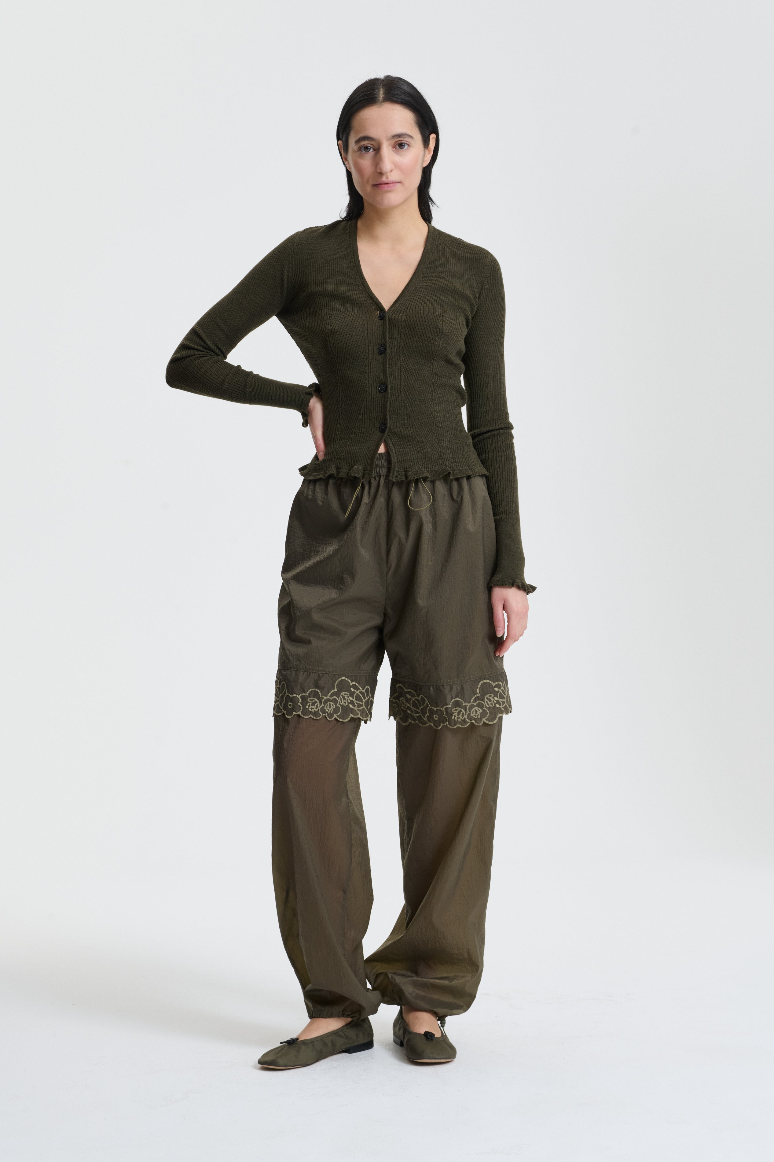 BESSIE | CARDIGAN SEAMLESS KNIT OLIVE