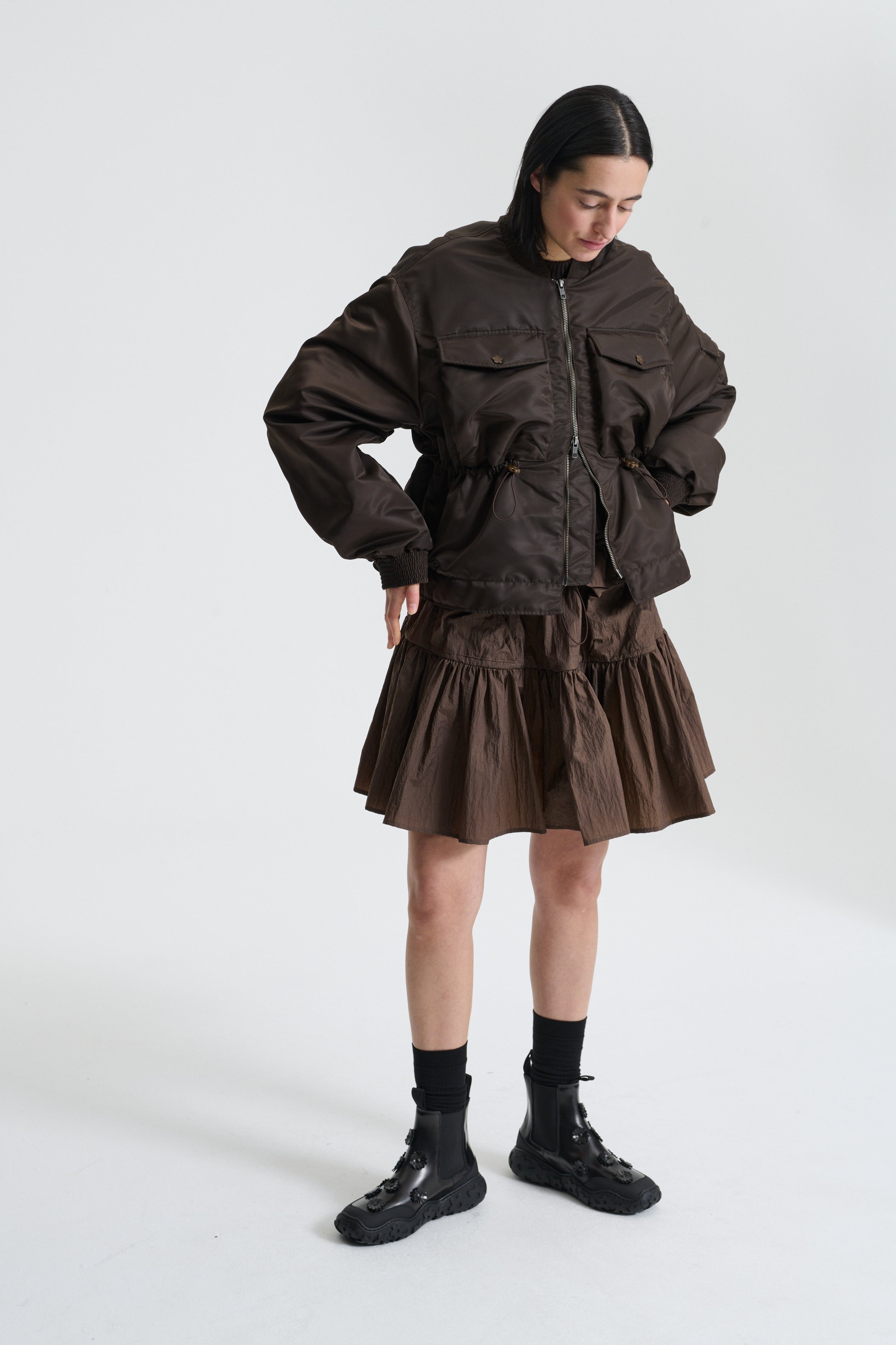 BIRDIE | BOMBER JACKET TECHNICAL NYLON BROWN