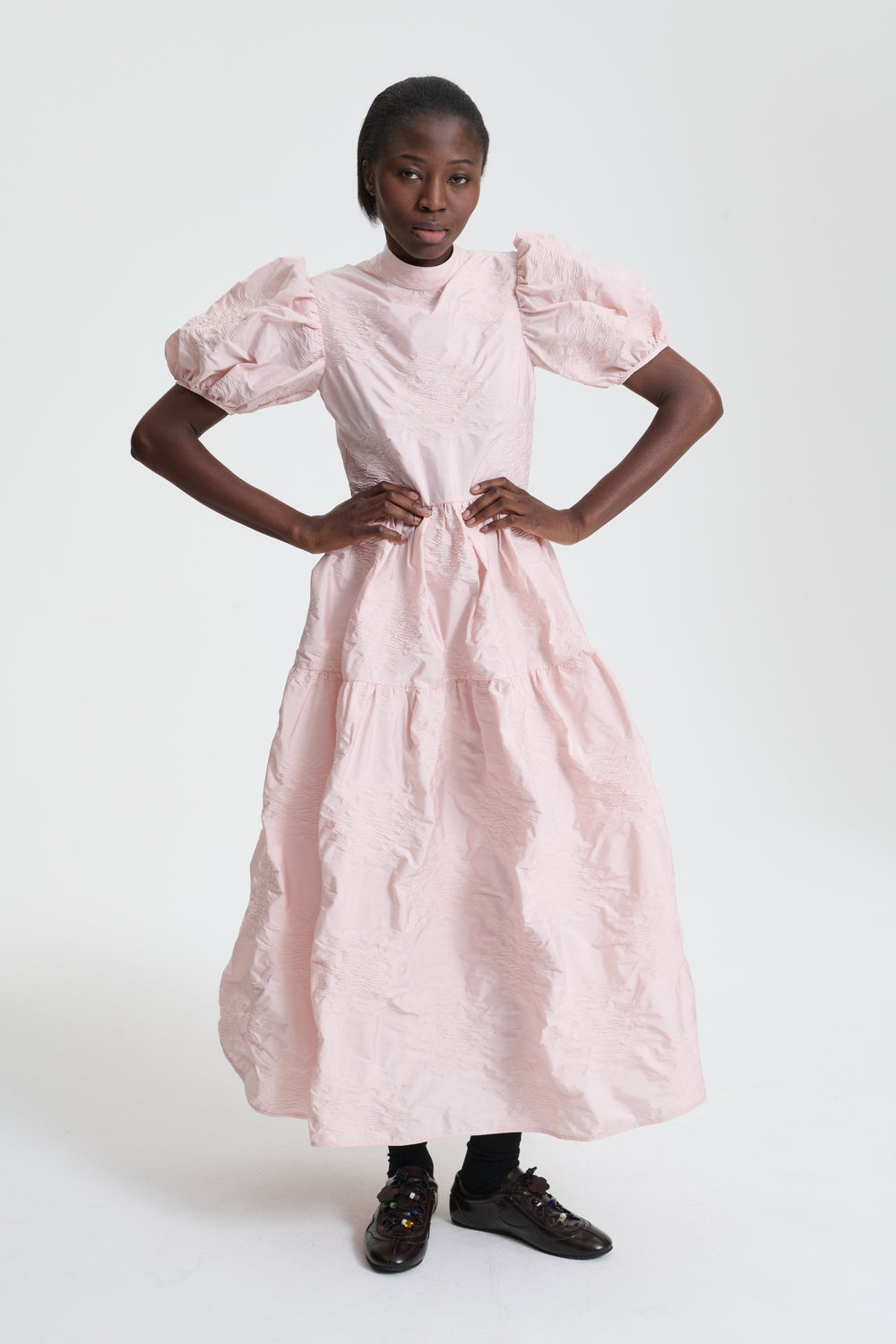 KELLY | DRESS BORUS JACQUARD BLUSH PINK