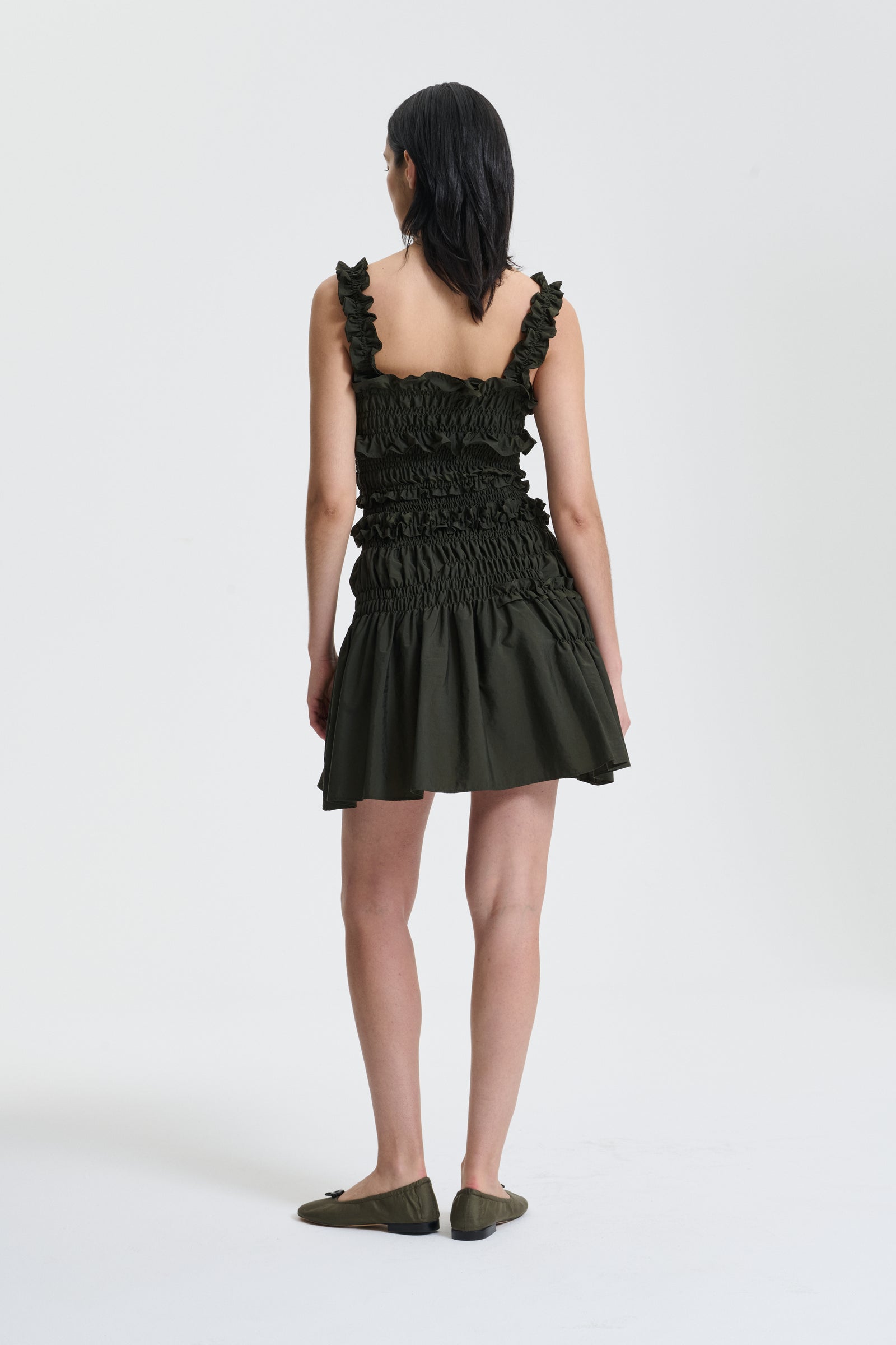 OONA | DRESS LUSTRE PARACHUTE FOREST GREEN