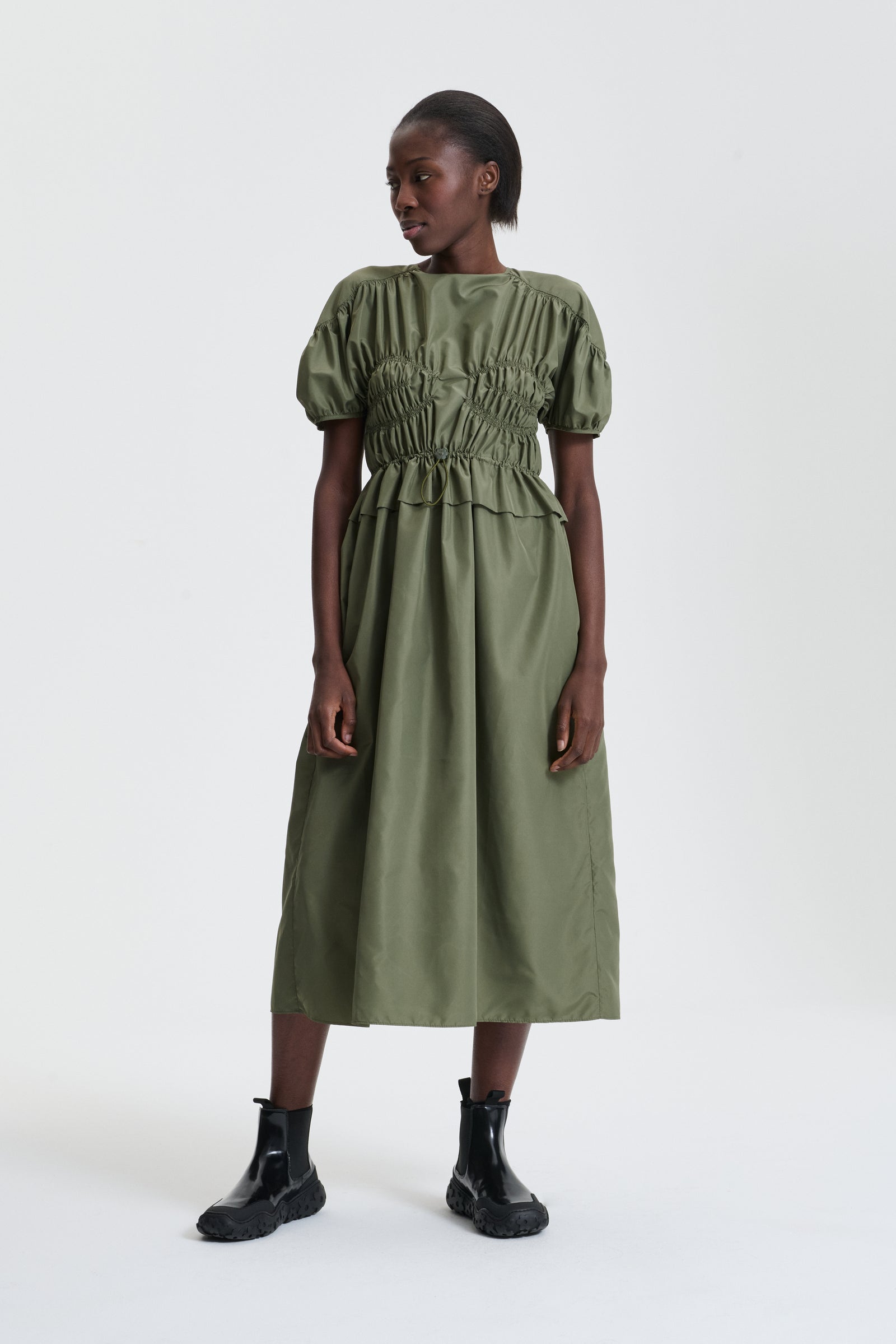 BETSY | DRESS RECYCLED FAILLE OLIVE
