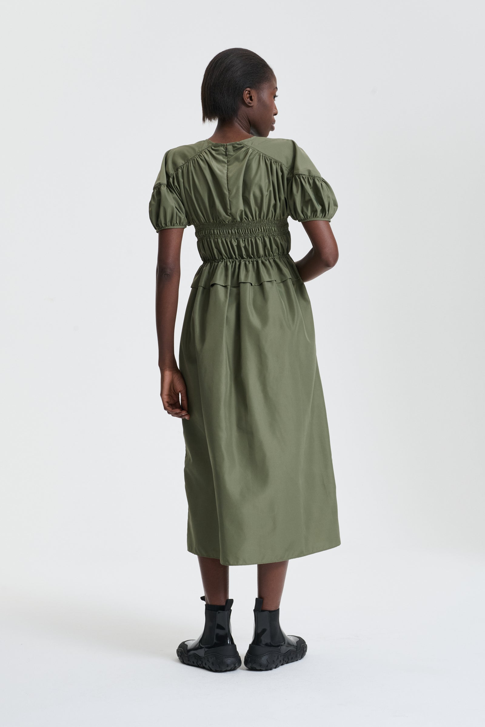 BETSY | DRESS RECYCLED FAILLE OLIVE