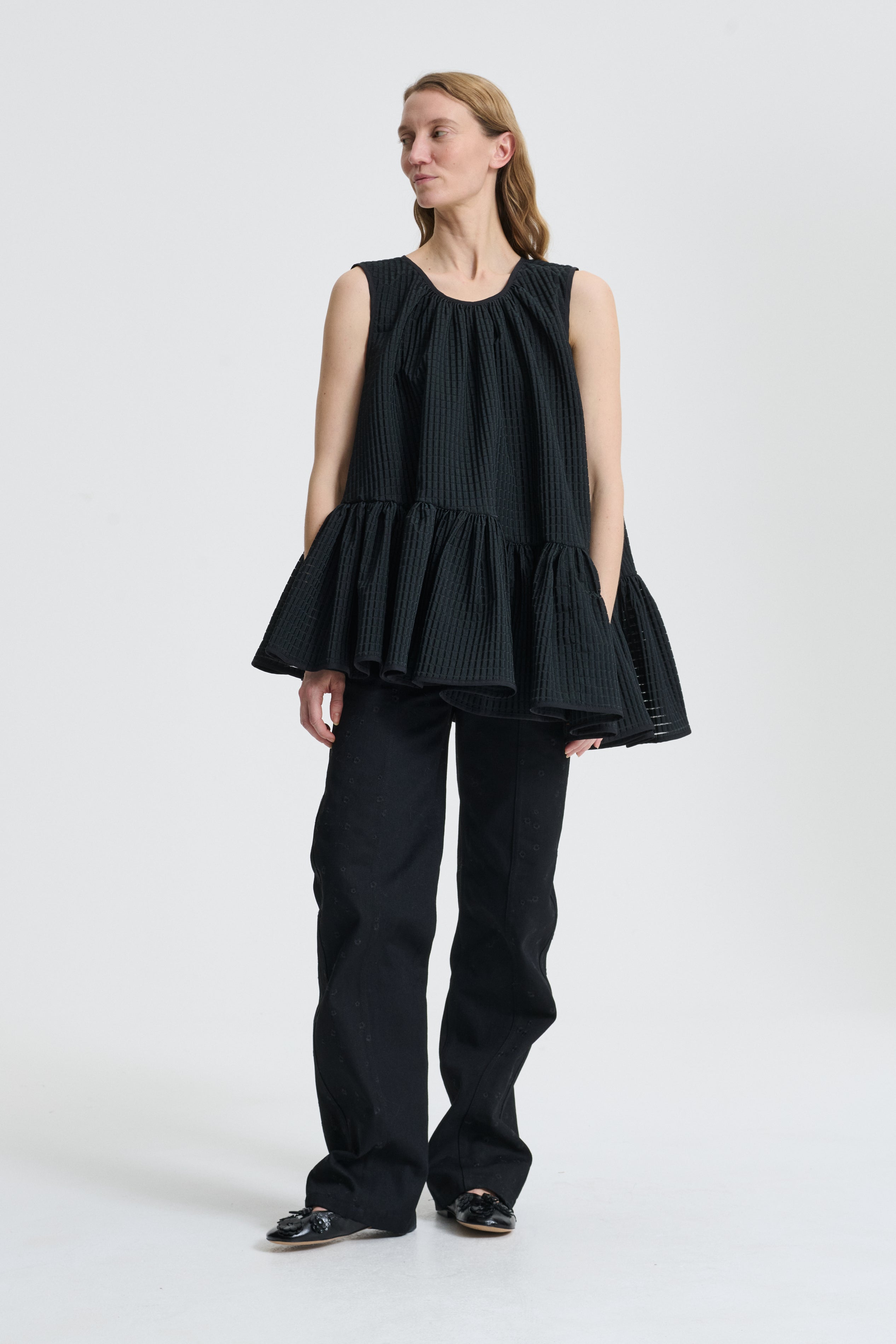 BETTINA | TOP MIKU JACQUARD BLACK