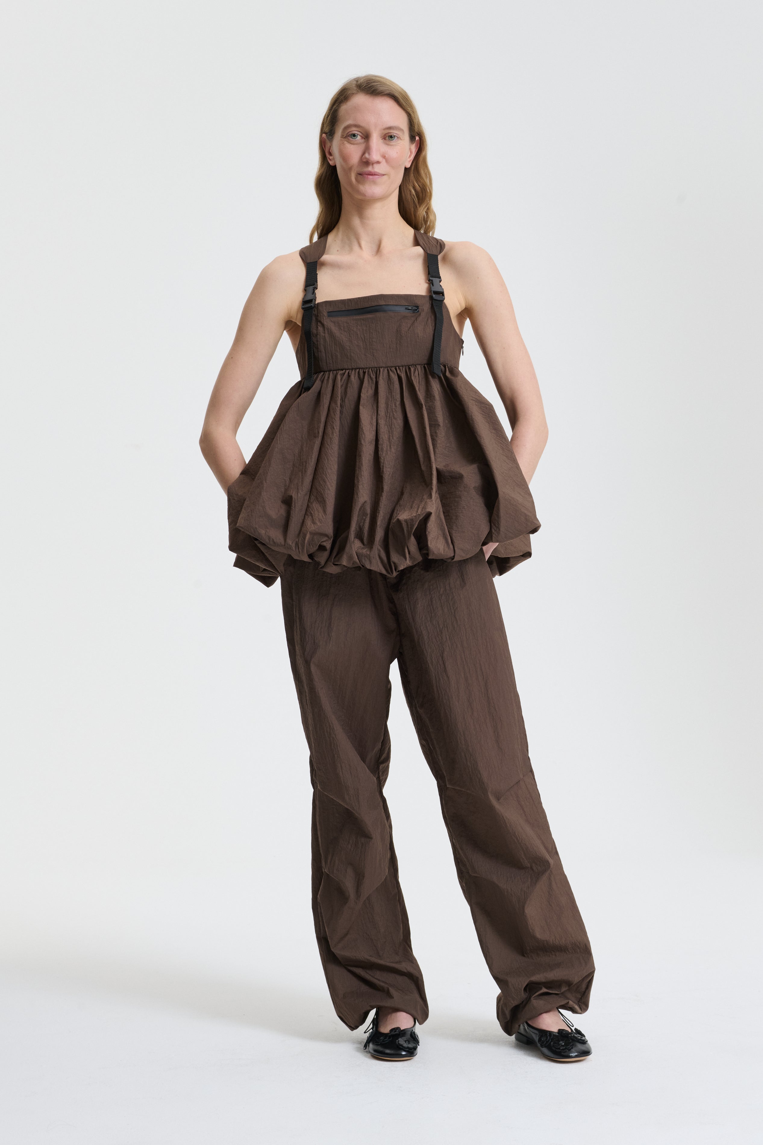 BEA | TOP RECYCLED TAFFETA BROWN