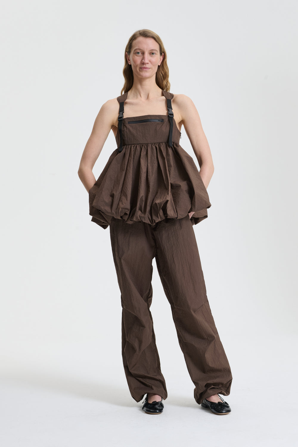 BEA | TOP RECYCLED TAFFETA BROWN