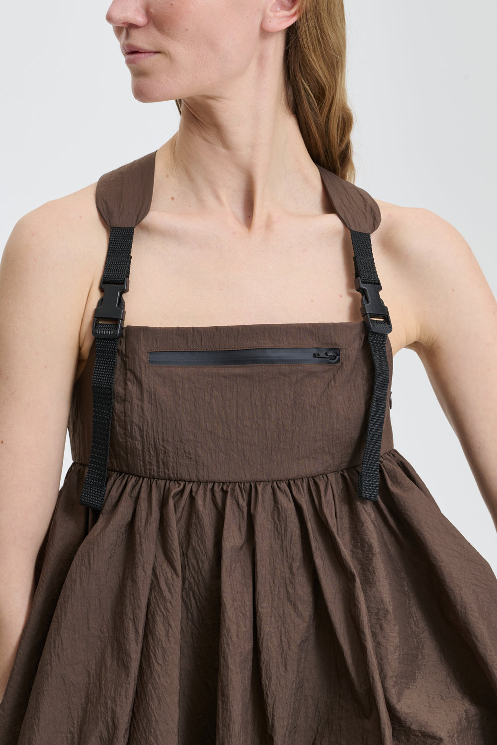 BEA | TOP RECYCLED TAFFETA BROWN