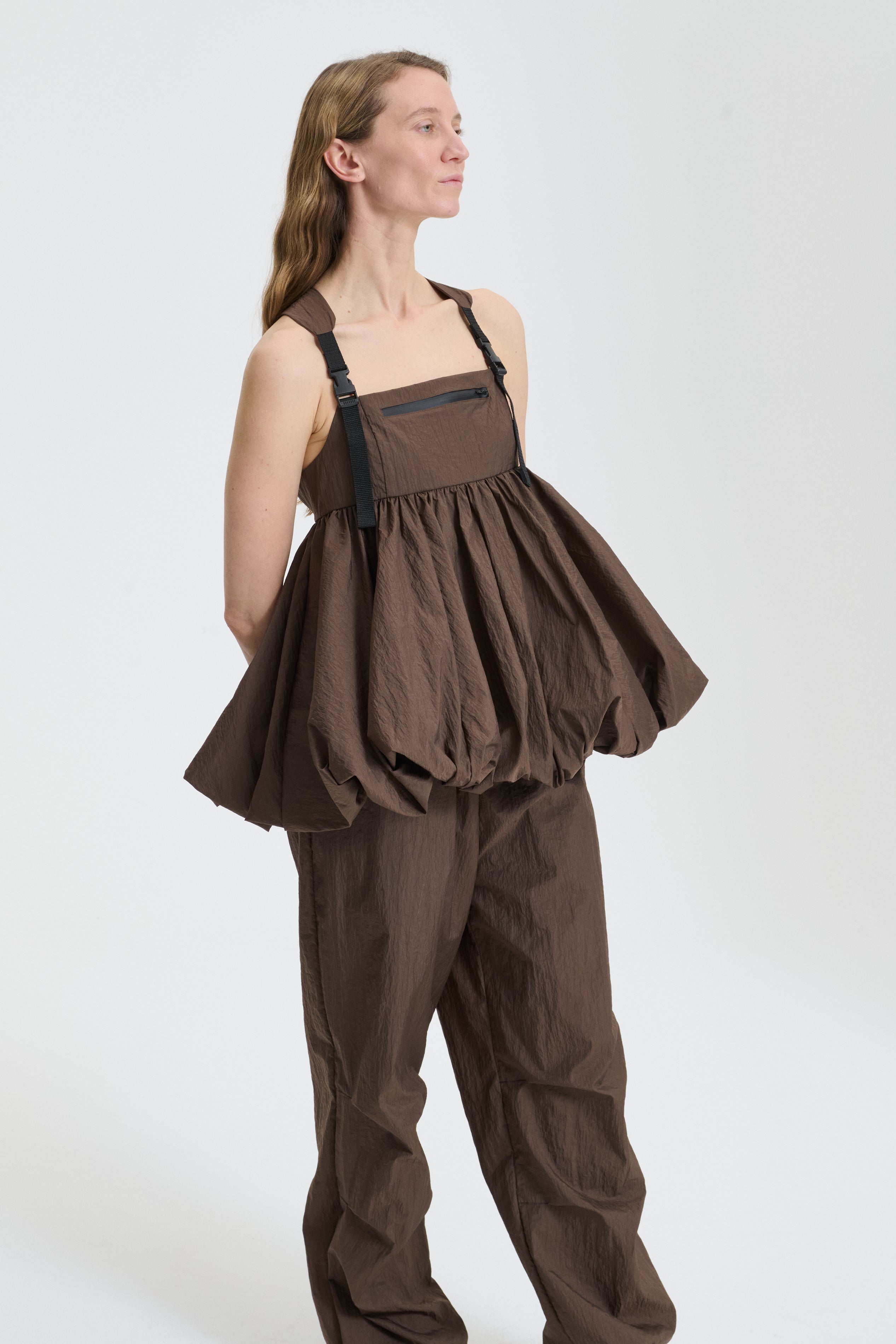 BEA | TOP RECYCLED TAFFETA BROWN