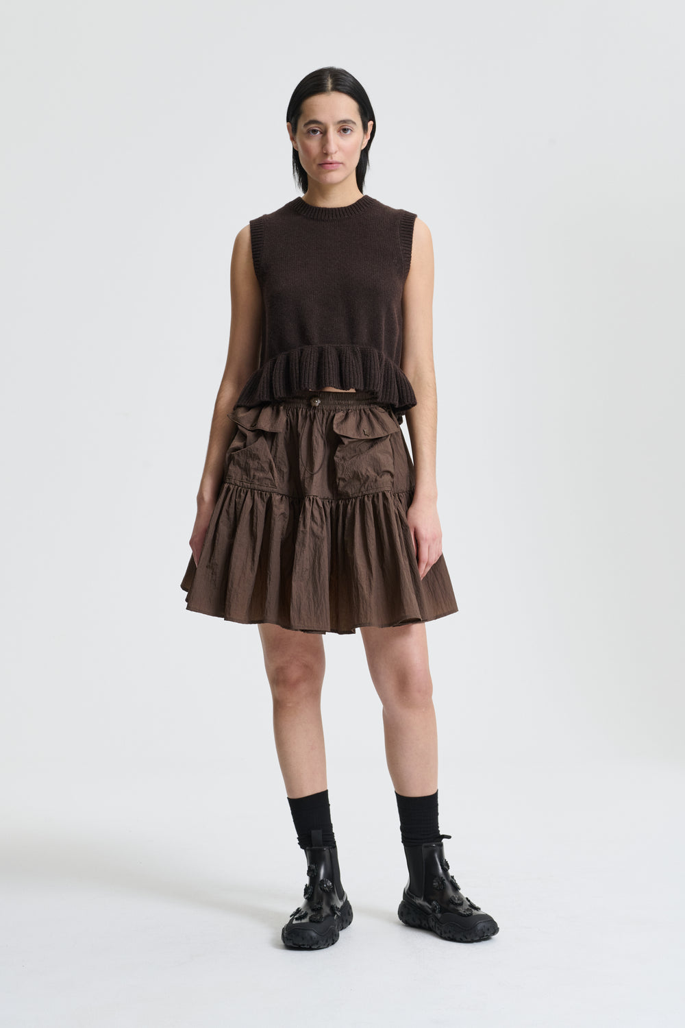 BLAIR | SKIRT RECYCLED TAFFETA BROWN