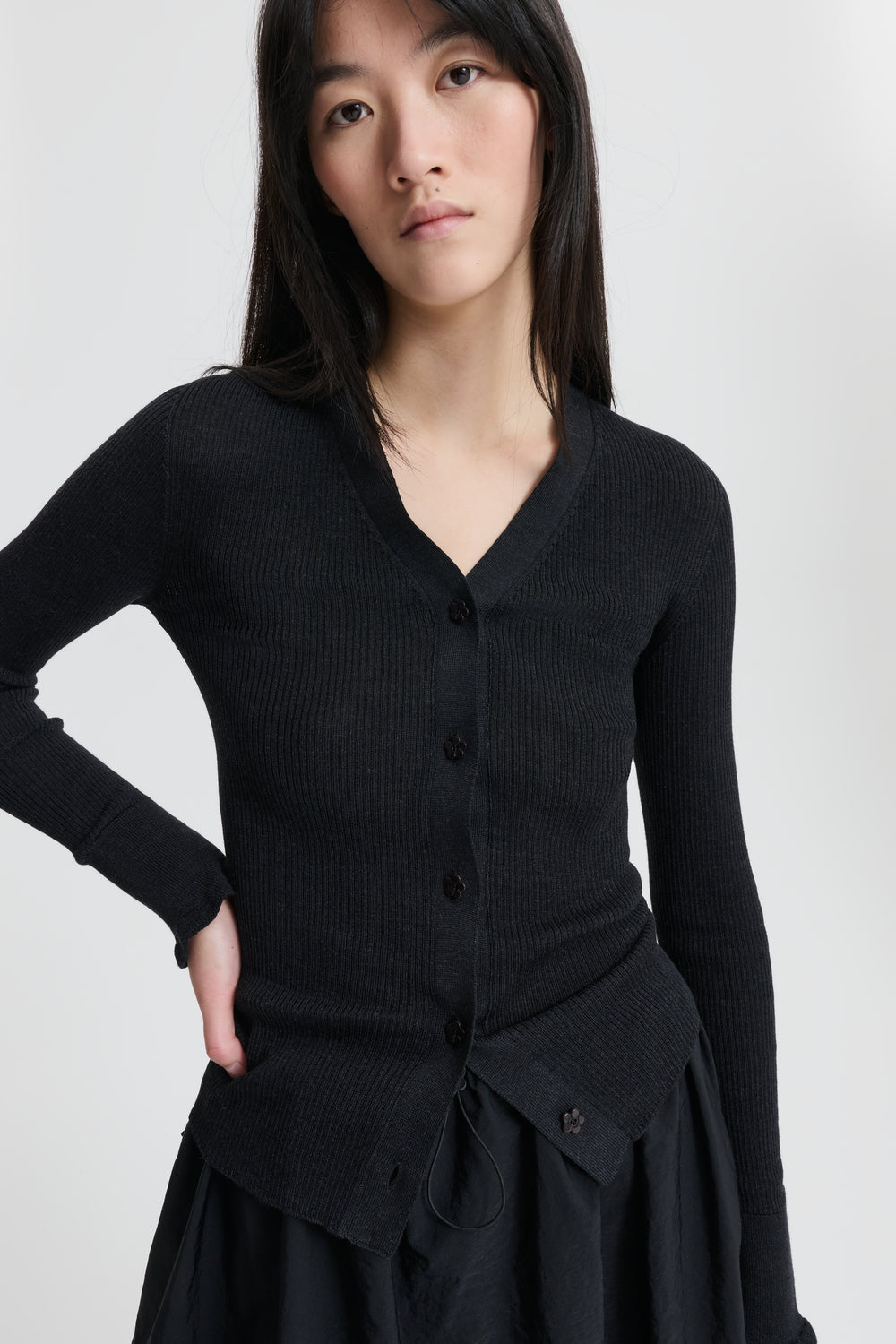 CBFOLKE | CARDIGAN LIGHT MERINO WOOL CHARCOAL GREY
