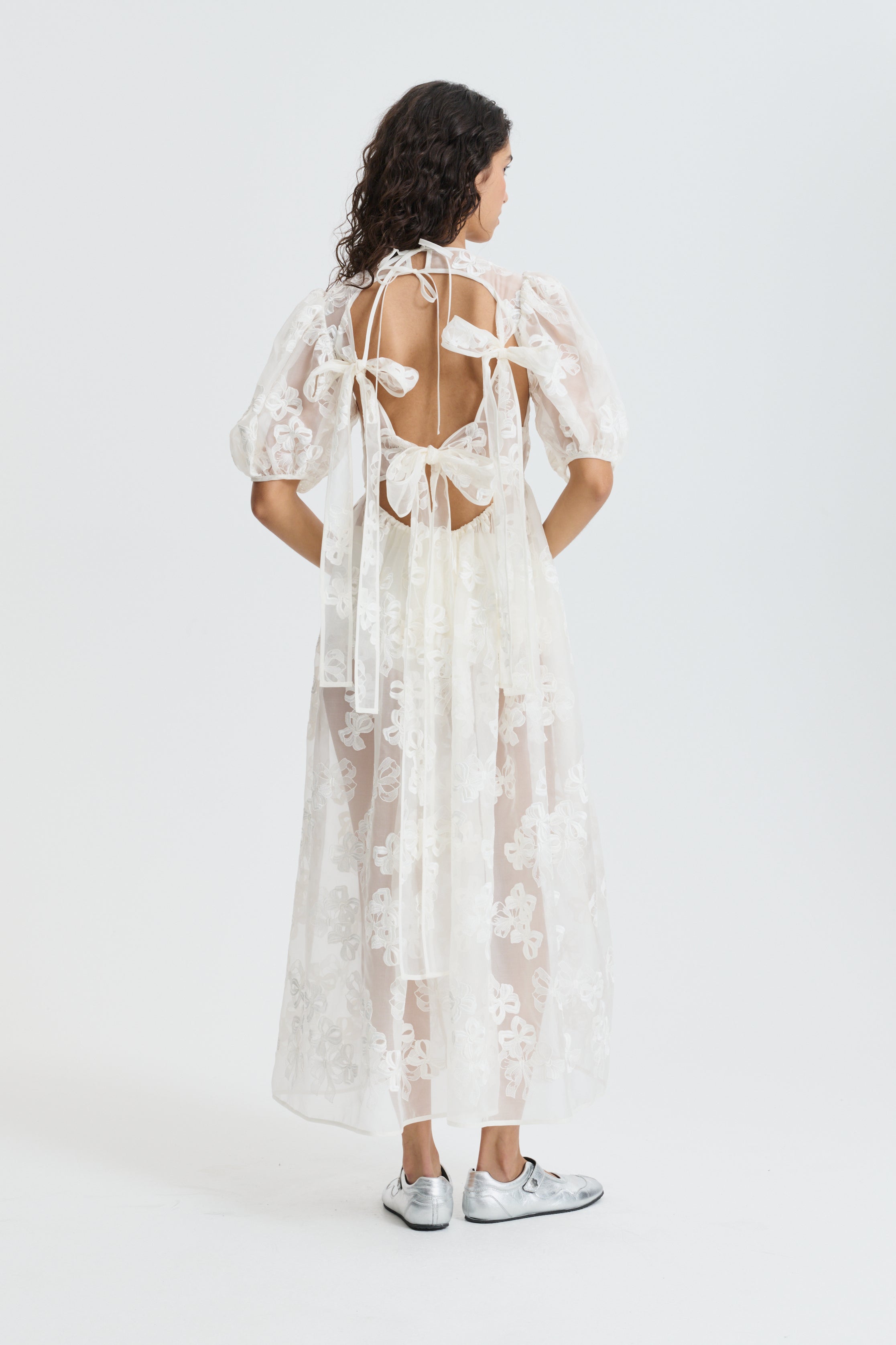 CBULANI | DRESS ROSETTE ORGANZA EMB VINTAGE IVORY