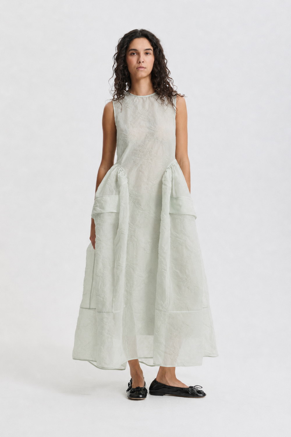 CBDUANA | DRESS PAPILLON MATELASSÉ PALE GREEN
