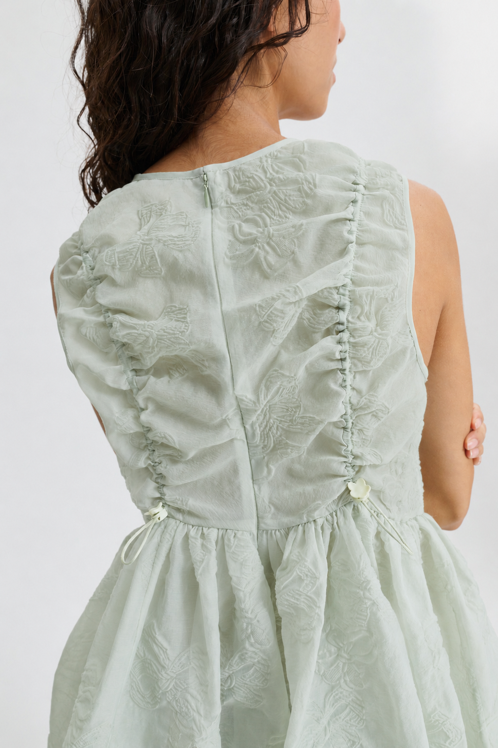CBDUANA | DRESS PAPILLON MATELASSÉ PALE GREEN