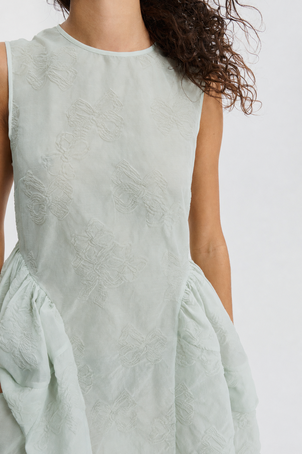 CBDUANA | DRESS PAPILLON MATELASSÉ PALE GREEN